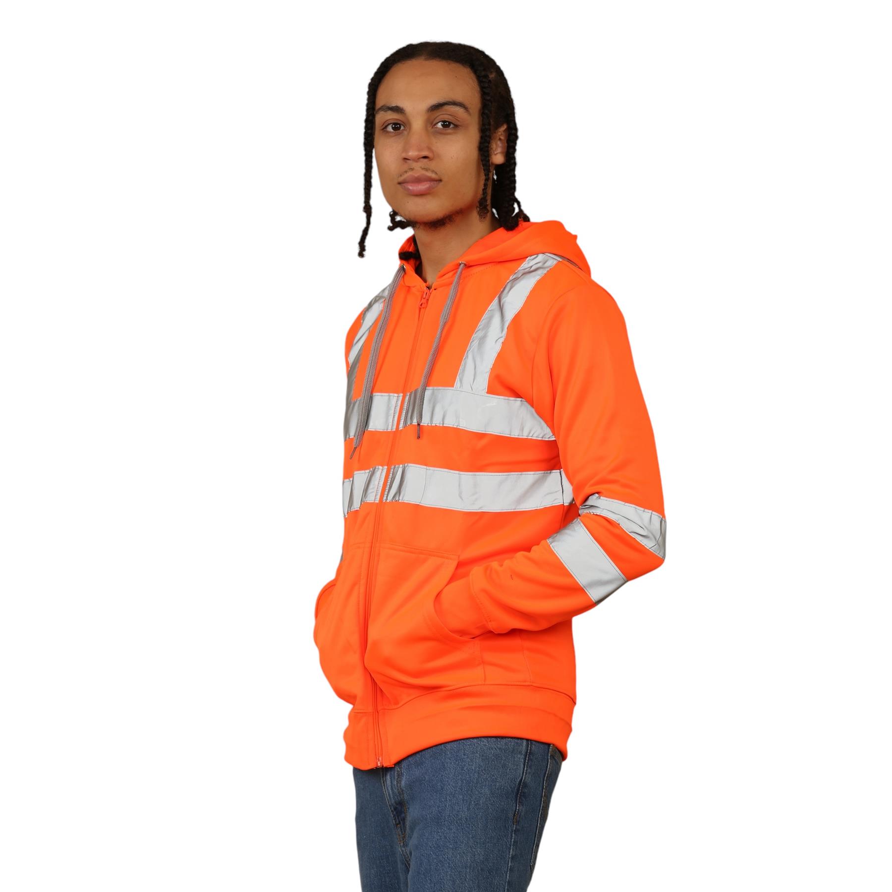 Nuevo Para Hombres Alta Visibilidad Sudadera con Capucha Visibilidad Cremallera Polar Trabajo Sudadera con Capucha Chaqueta - Imagen 7 de 21