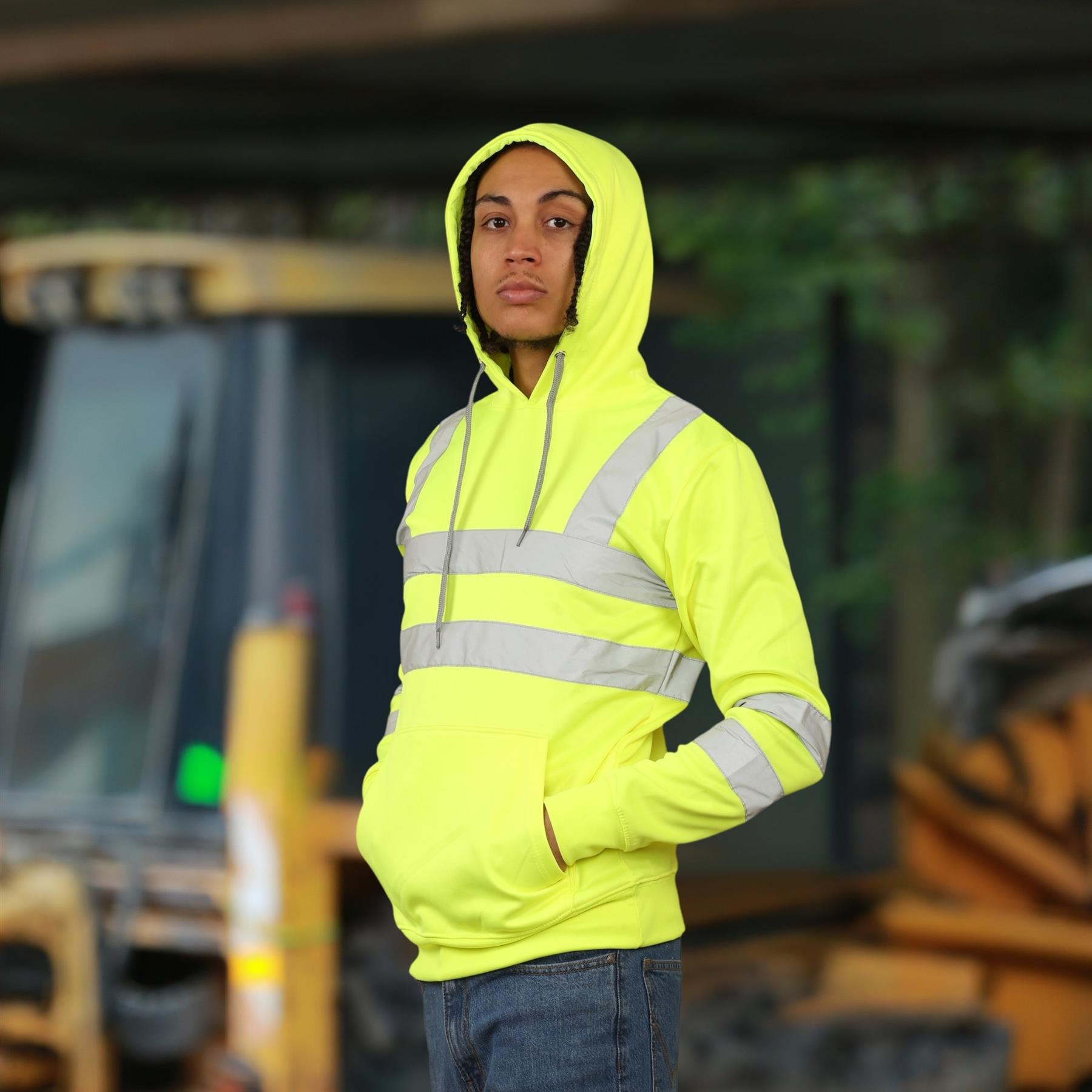 Sudadera con capucha para hombre Hi Vis alta visibilidad lana seguridad ropa de trabajo jersey con capucha saltador - Imagen 16 de 21