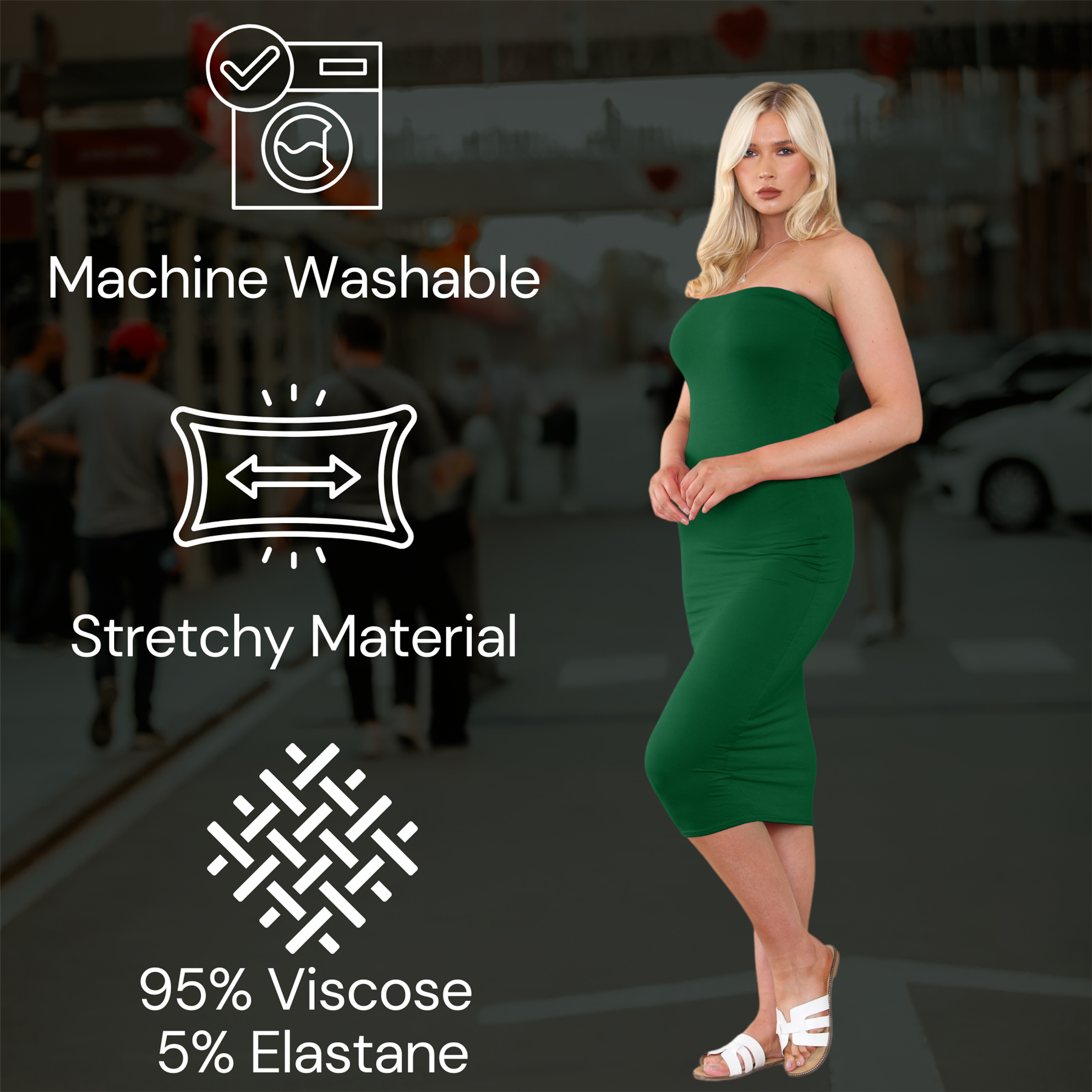 Damas Boobtube Midi Vestido Liso Elástico Sin tirantes Bandeau Verano Bodycon Vestido - Imagen 11 de 126