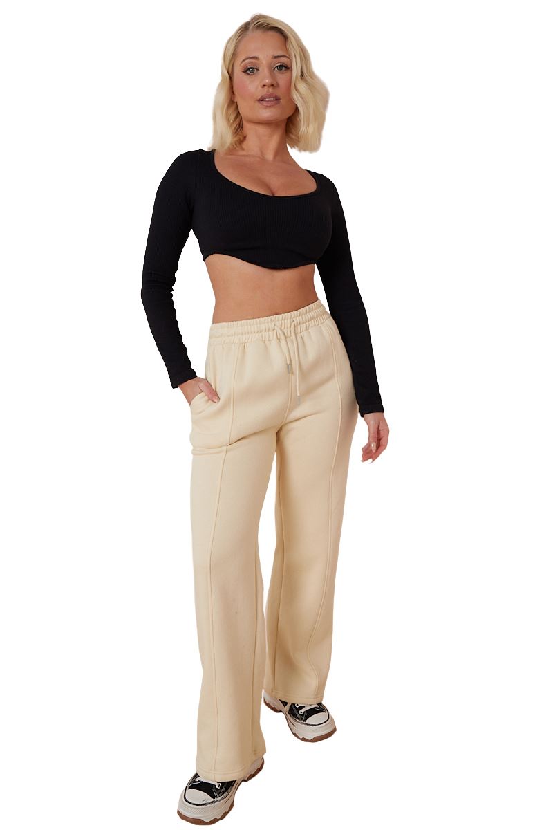 Ladies Fleece Lined Trousers Sweatpants Elastic Waist Wide Leg Loungewear Pants - Picture 18 of 43