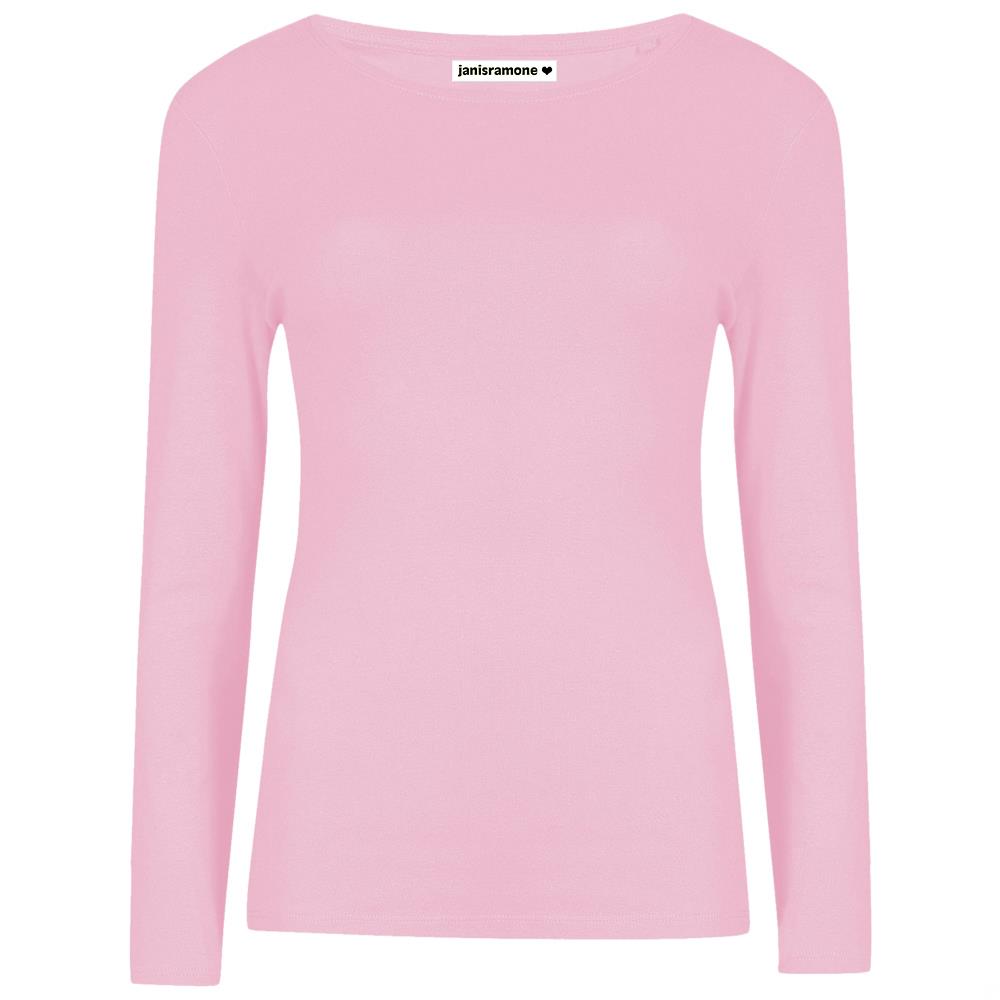 Langarm Damen-T-Shirt Rundhals-Top dehnbar Jersey schlicht Basic Freizeit-Top - Bild 4 von 34