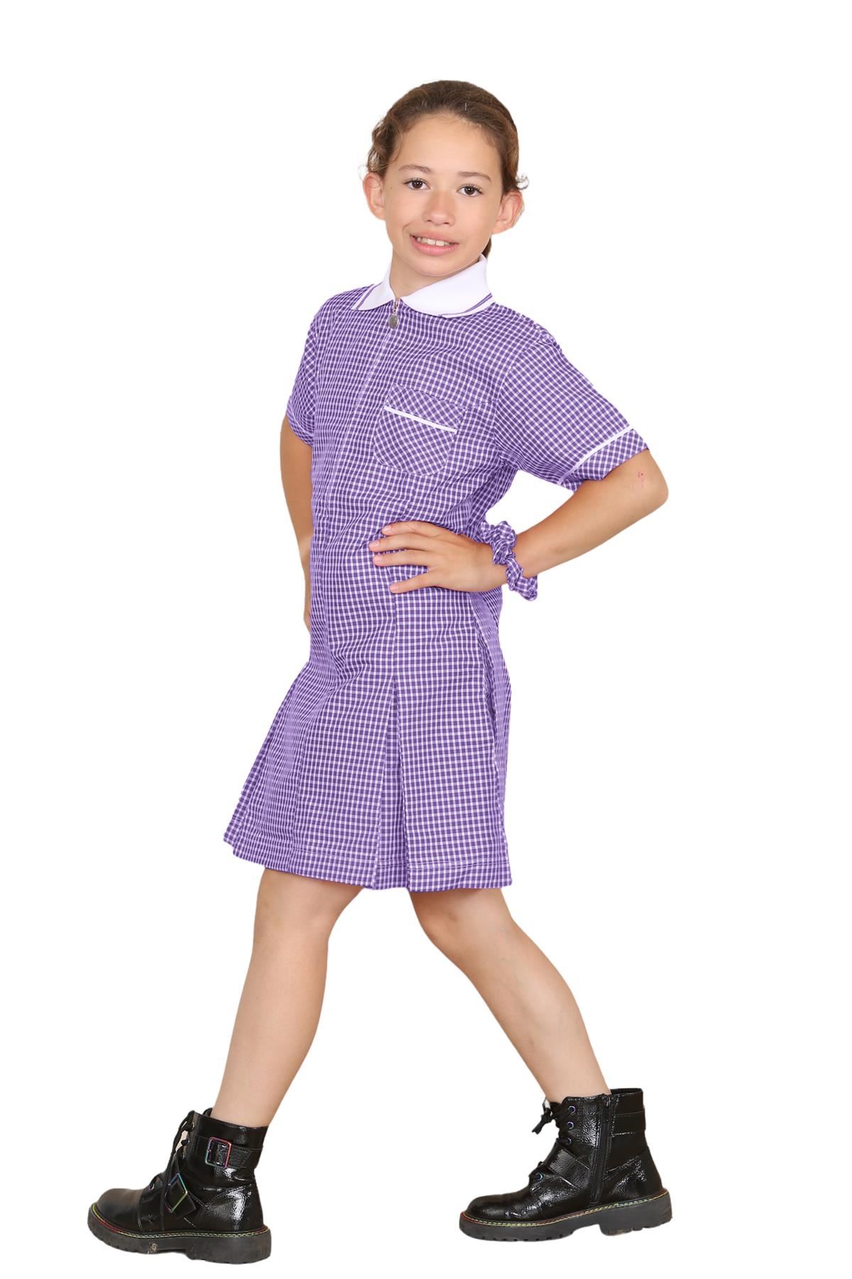 Mädchen Gingham Schule Kurzarm Plissee Kleid Schuluniform Sommer 2er Pack - Bild 25 von 49