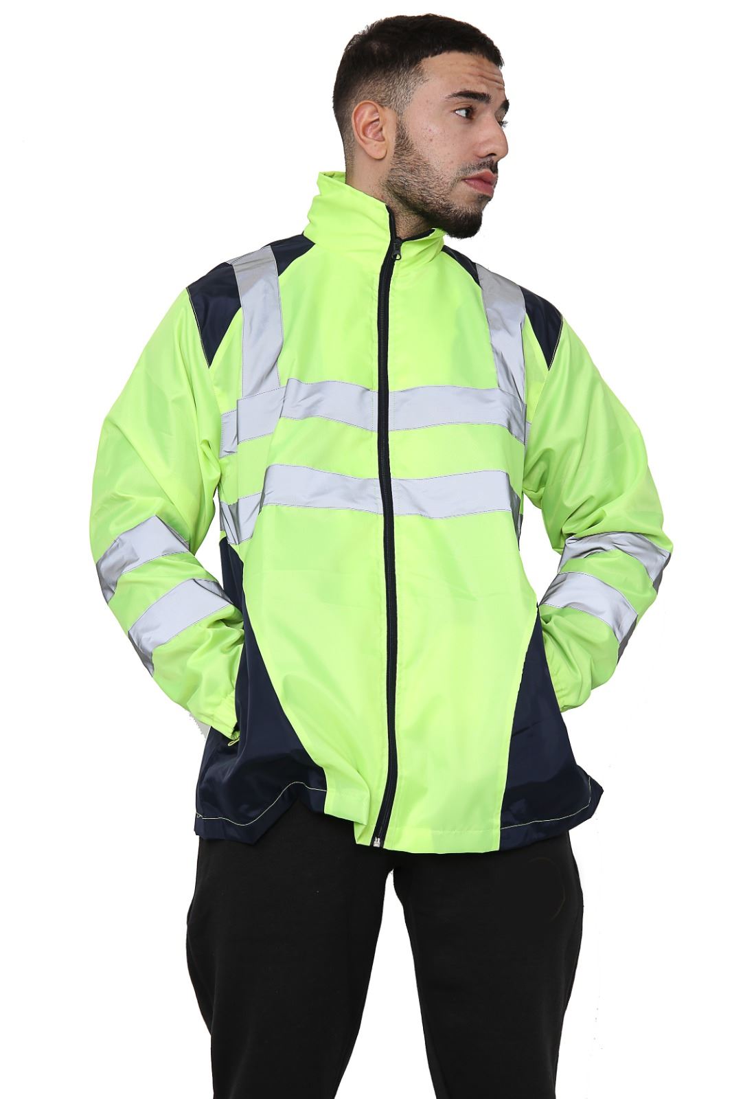 Chaqueta de lluvia Hi Vis para hombres Impermeable reflectante de alta visibilidad Impermeable Ropa de trabajo - Imagen 8 de 11