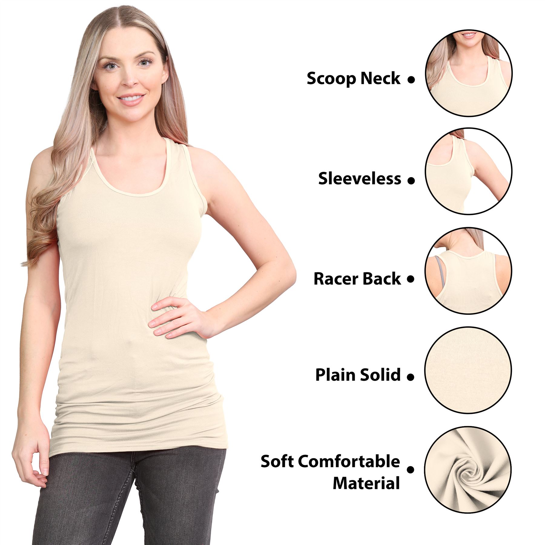 Damen Racerback Weste ärmellos figurbetont einfach dehnbar lang Muskel Gym Top - Bild 93 von 113
