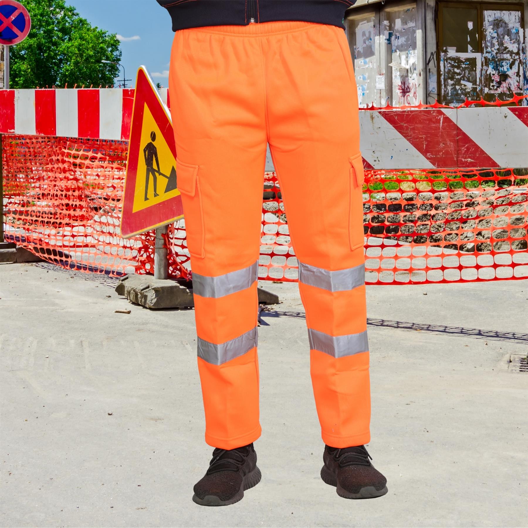 Para hombres Hi Vis Vis Visibilidad Viz Seguridad Parte inferior de lana Ropa de trabajo Pantalones para correr - Imagen 11 de 26