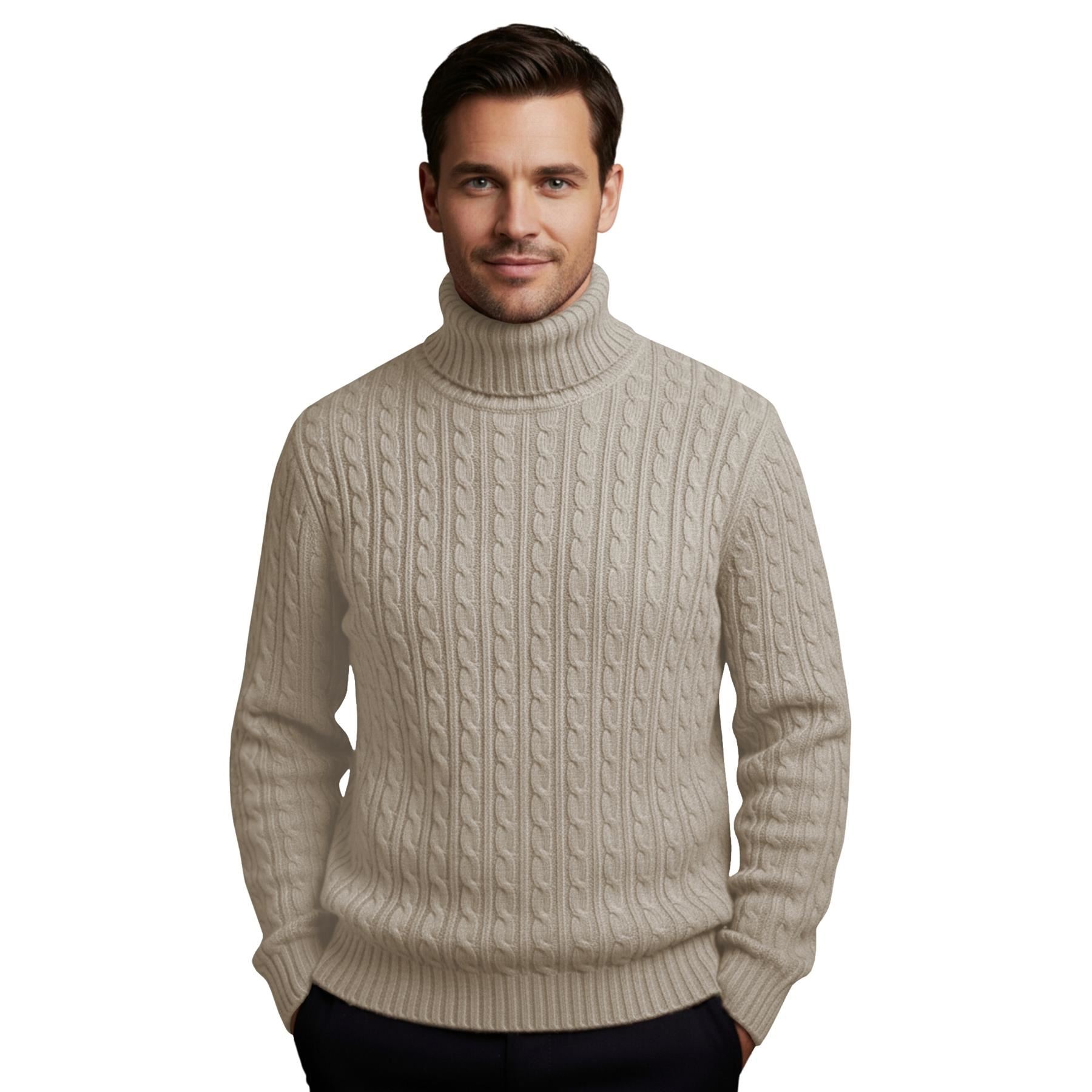 Herren Polo Rollkragen Langarm Pullover Zopfmuster Winterpullover Pulli - Bild 106 von 154