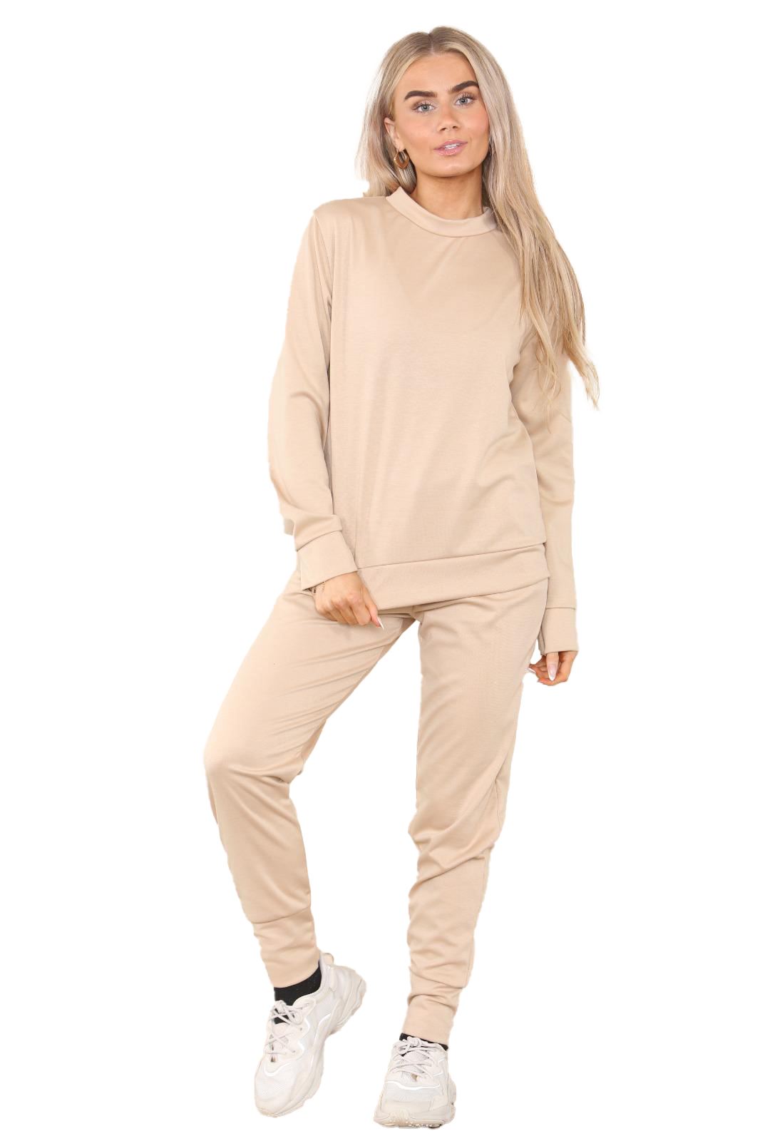 Chándal de manga larga para damas Pantalones de chándal 2 piezas Traje liso Ropa de salón - Imagen 39 de 45