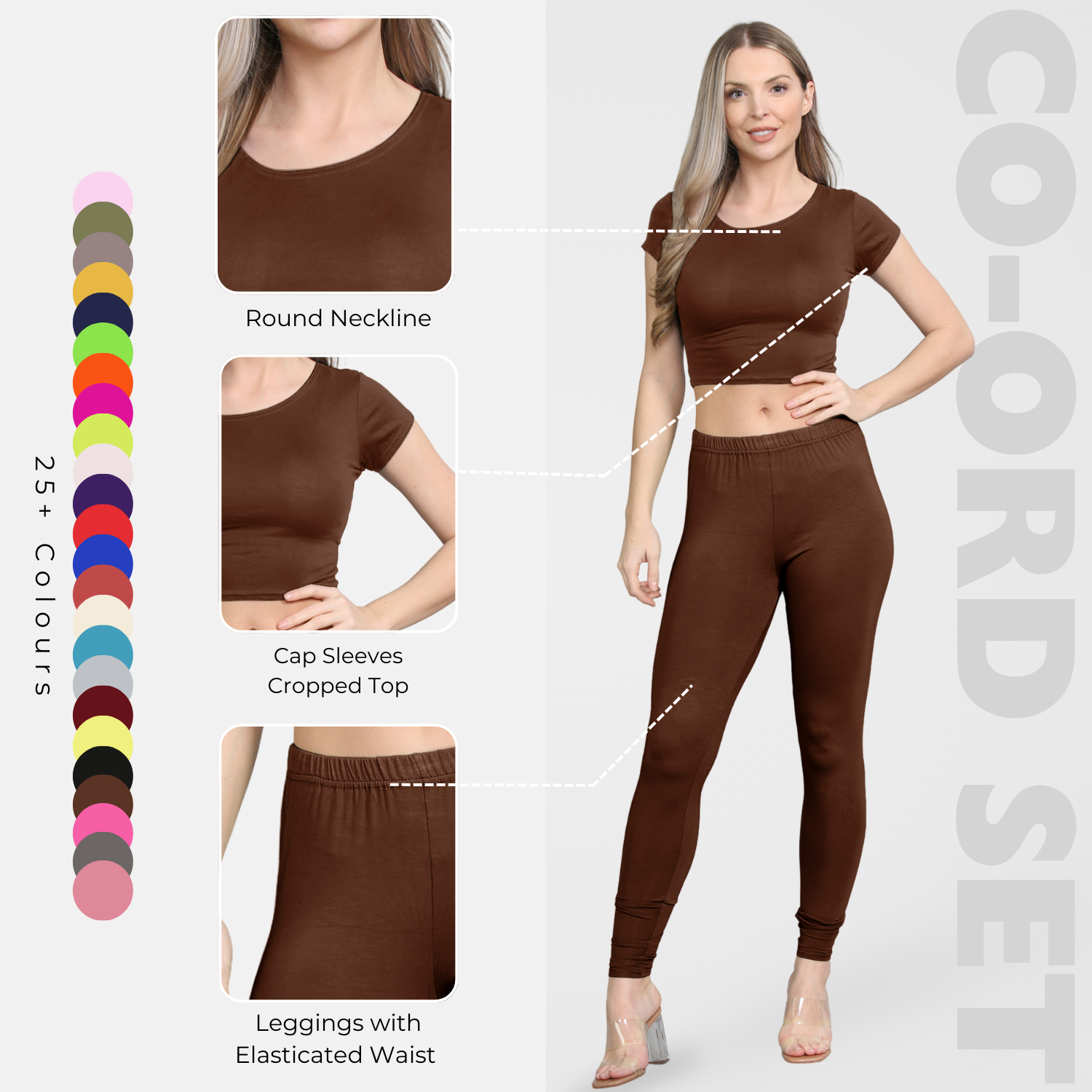 Damen Trainingsanzug Kurzarm Crop Top Sport Legging Workout Aktiv Lounge Set - Bild 27 von 148