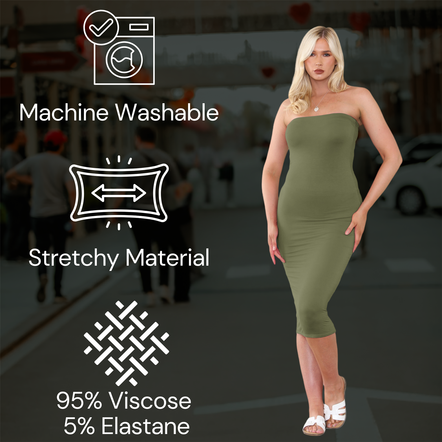 Damas Boobtube Midi Vestido Liso Elástico Sin tirantes Bandeau Verano Bodycon Vestido - Imagen 56 de 126