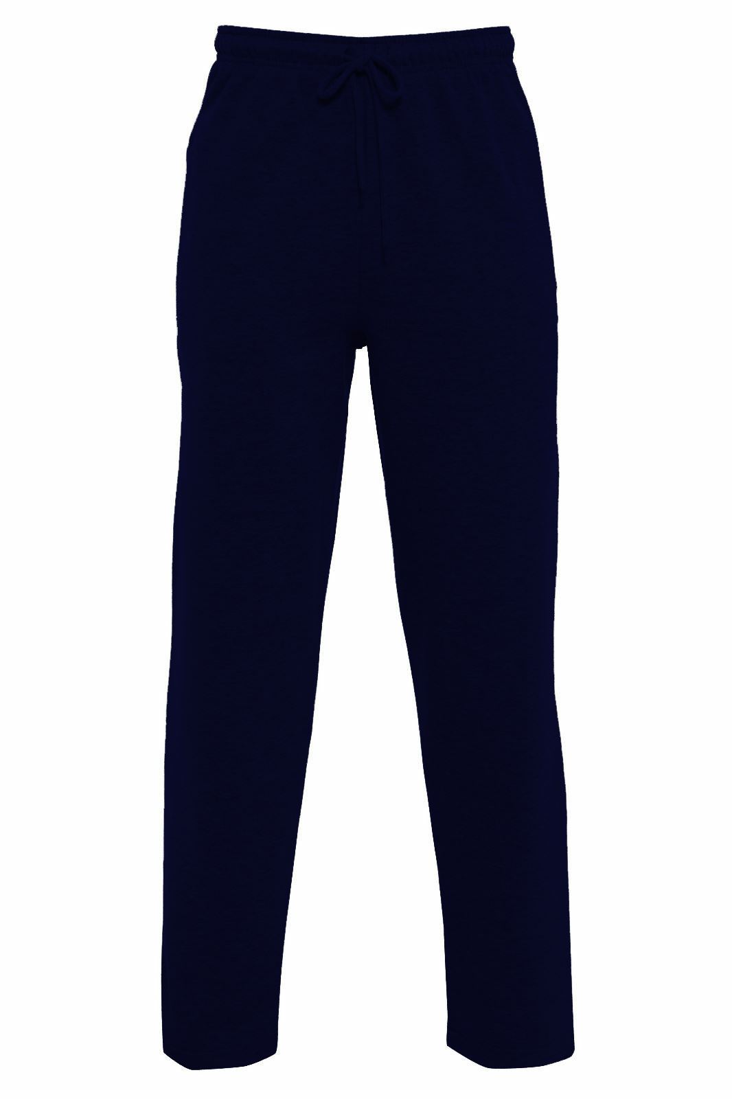 Mens Casual Plain Fleece Zip Pocket Open Hem Joggers Bottoms Sweat Pant 