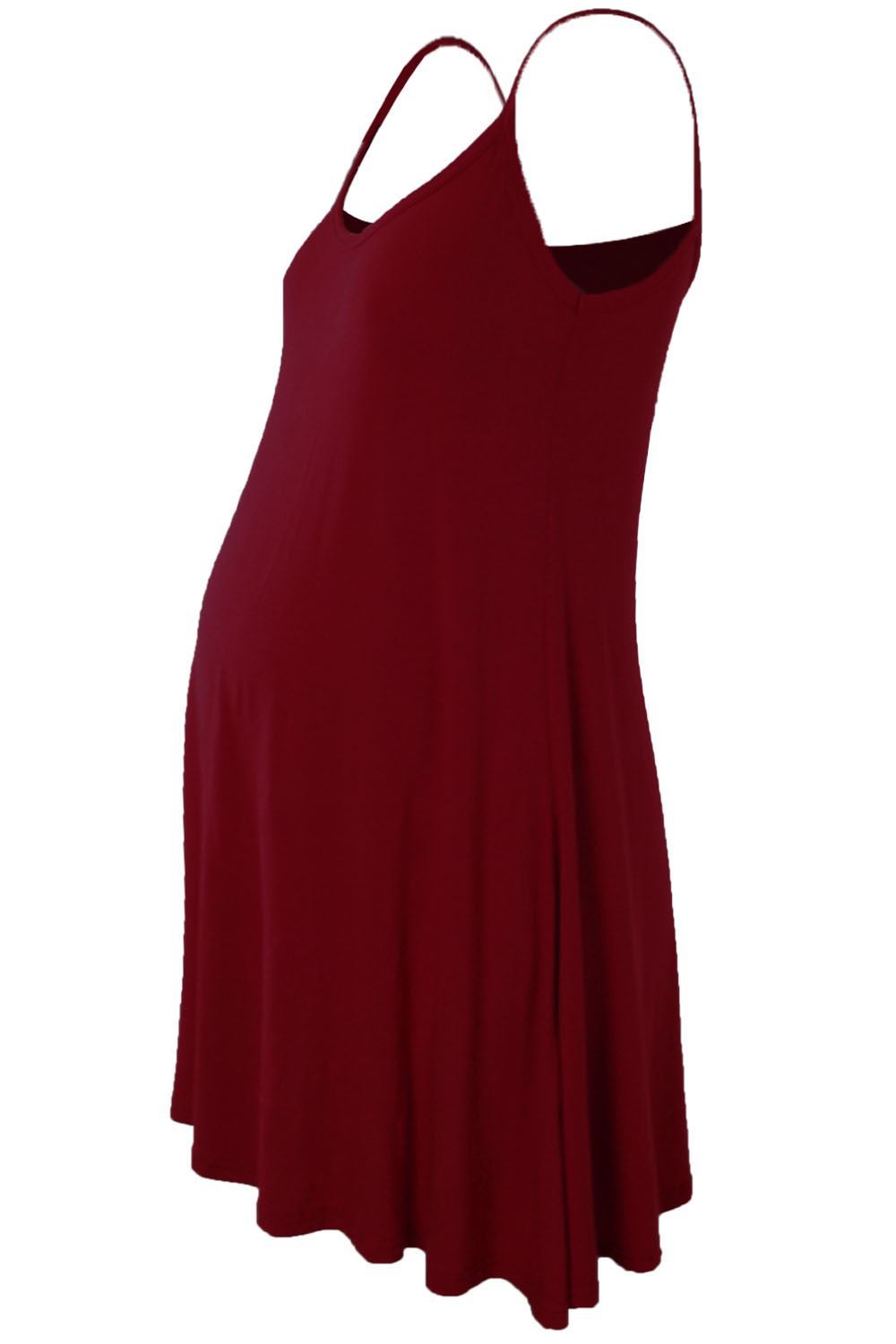 Womens Sleeveless Maternity Dress Camisole Ladies Flared Plain Strappy Cami Top - Picture 28 of 28