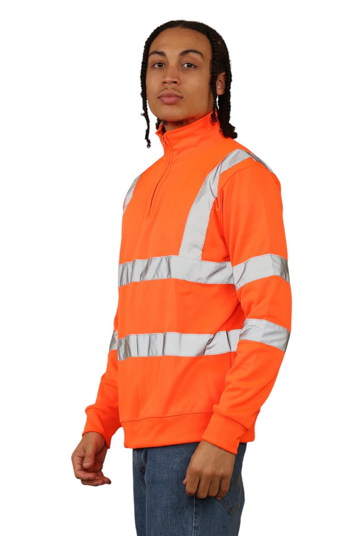 Sudadera de alta visibilidad para hombre con cremallera de cuarto de alta visibilidad reflectante seguridad trabajo jersey - Imagen 4 de 15
