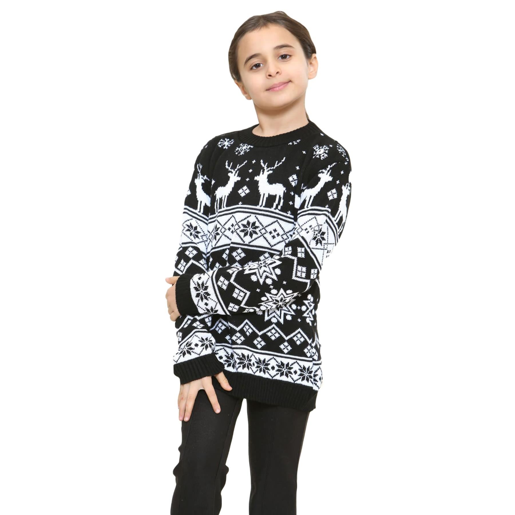 Kinder Weihnachten Pullover Rentier Schneeflocke gestrickt Mädchen Jungen Weihnachten Pullover Pullover - Bild 7 von 22