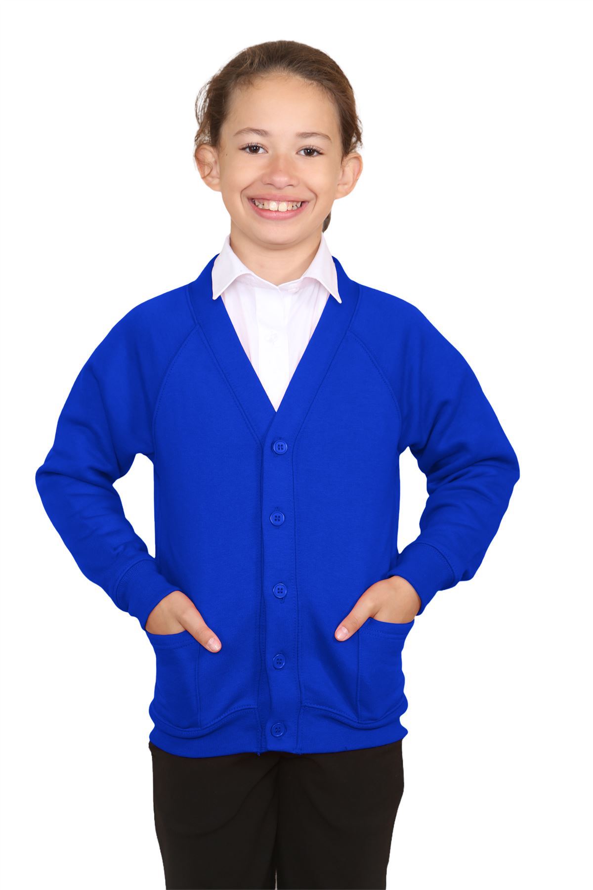 Niñas Cuello en V Cárdigan Uniforme Escolar Manga Larga Jersey Niños Niños Suéter 2-13 Años - Imagen 31 de 44