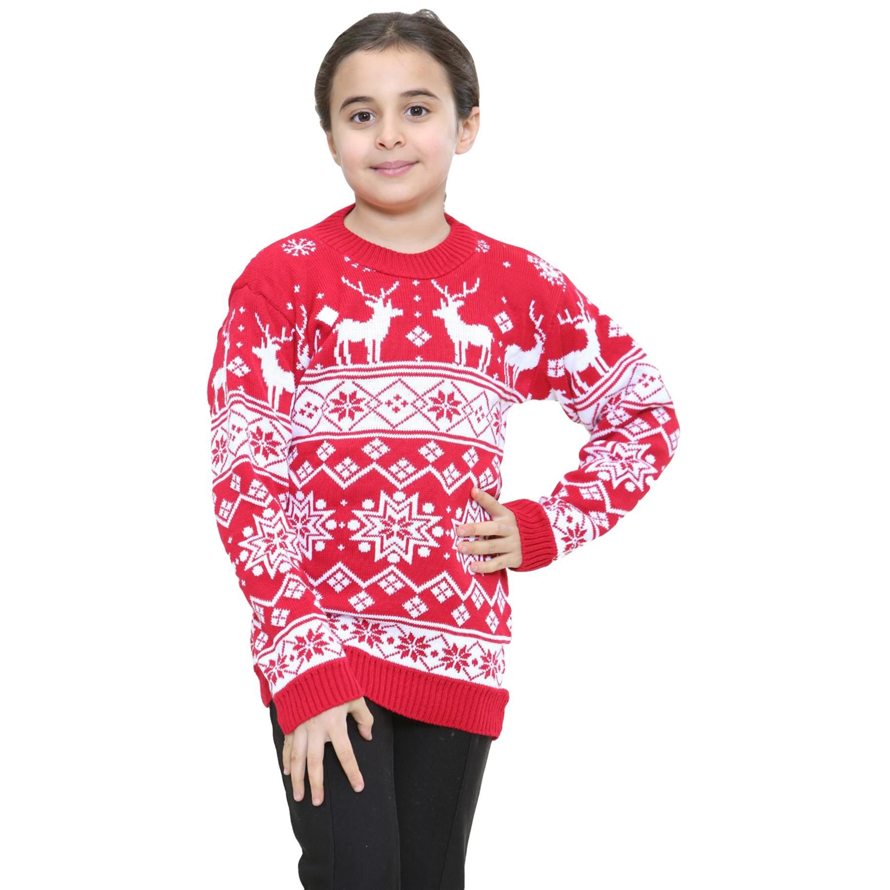 Kinder Weihnachten Pullover Rentier Schneeflocke gestrickt Mädchen Jungen Weihnachten Pullover Pullover - Bild 8 von 22