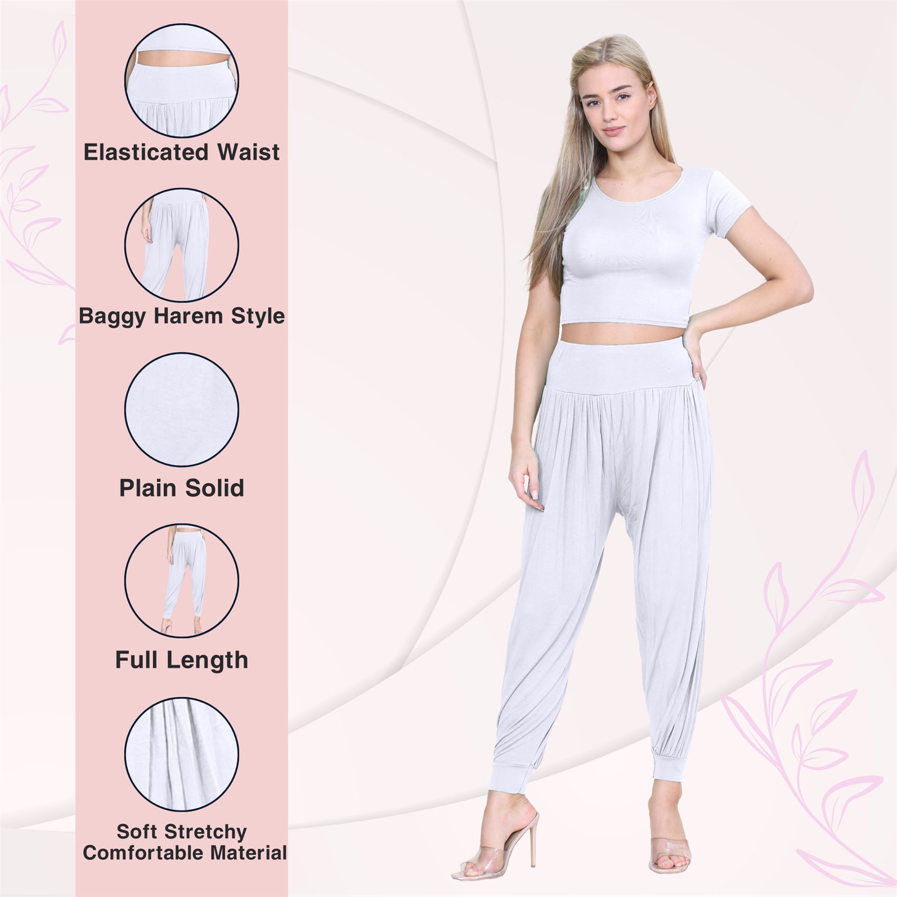 Womens Alibaba Harem Leggings Cuffed Bottoms Plain Hareem Trousers Baggy Pants - Picture 120 of 130