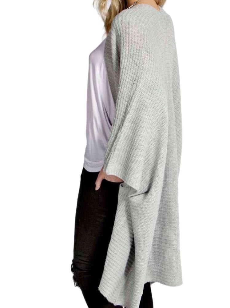 Womens Ladies Oversized Pocket Baggy Knitted Jumper Cardigan Cape Fashion Top