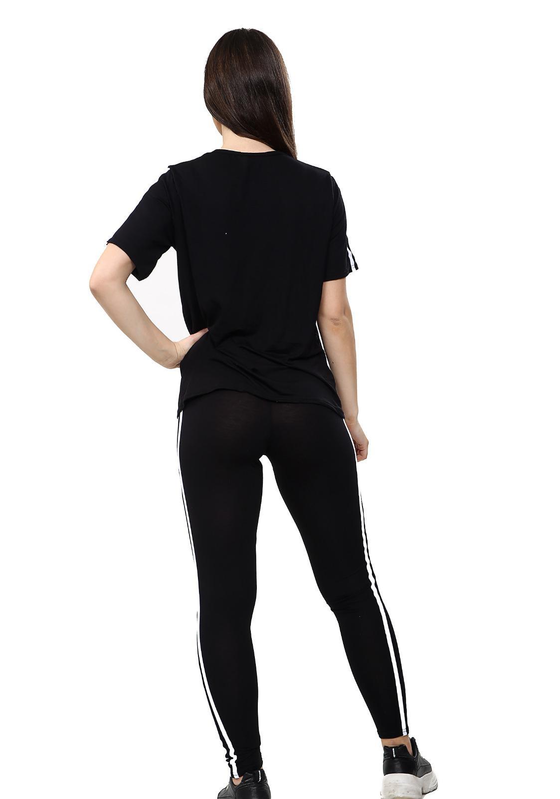 Womens Ladies Stripe T Shirt Leggings Bottoms 2 Piece Lounge wear Tracksuit Set