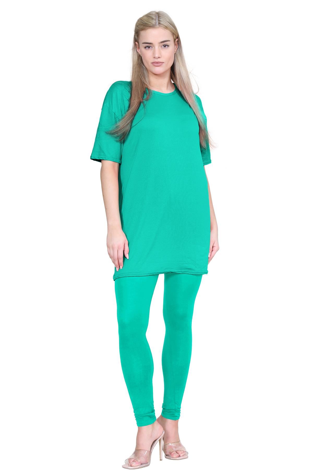 Damas Longline Suelto Camiseta Leggings Gimnasio Chándal Conjunto Coord 2 Piezas Ropa de Salón - Imagen 51 de 155