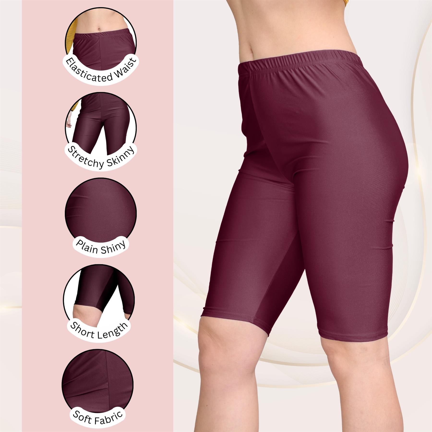 Damas Pantalones Cortos de Ciclismo Lisos Estirados Lycra Brillante Gimnasio Yoga Baile Pantalones Cortos - Imagen 98 de 100