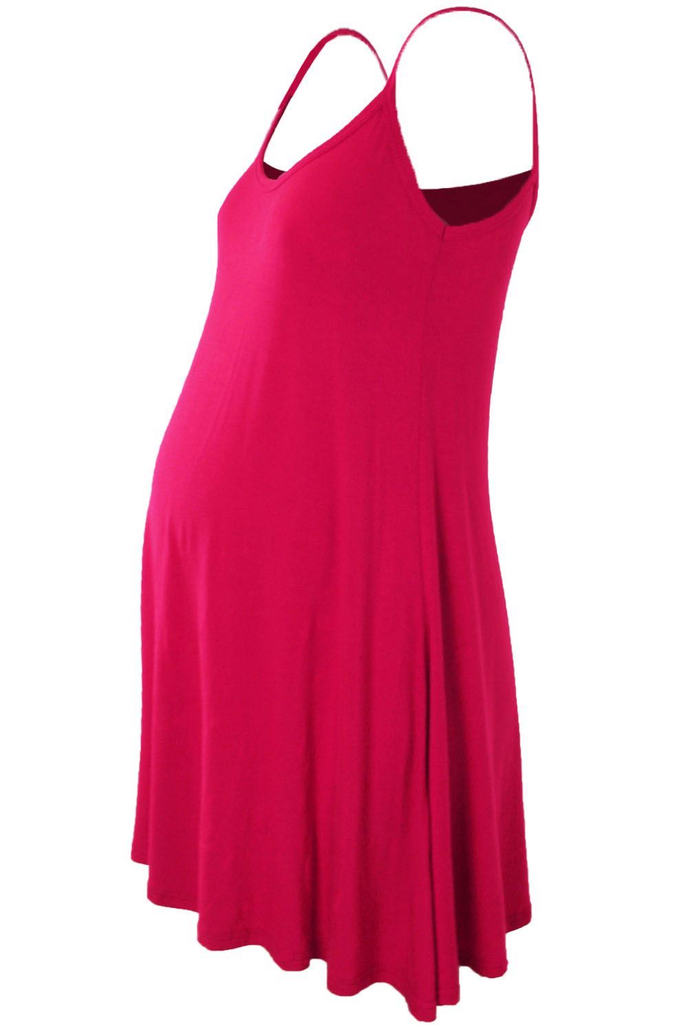 Womens Sleeveless Maternity Dress Camisole Ladies Flared Plain Strappy Cami Top - Picture 3 of 28