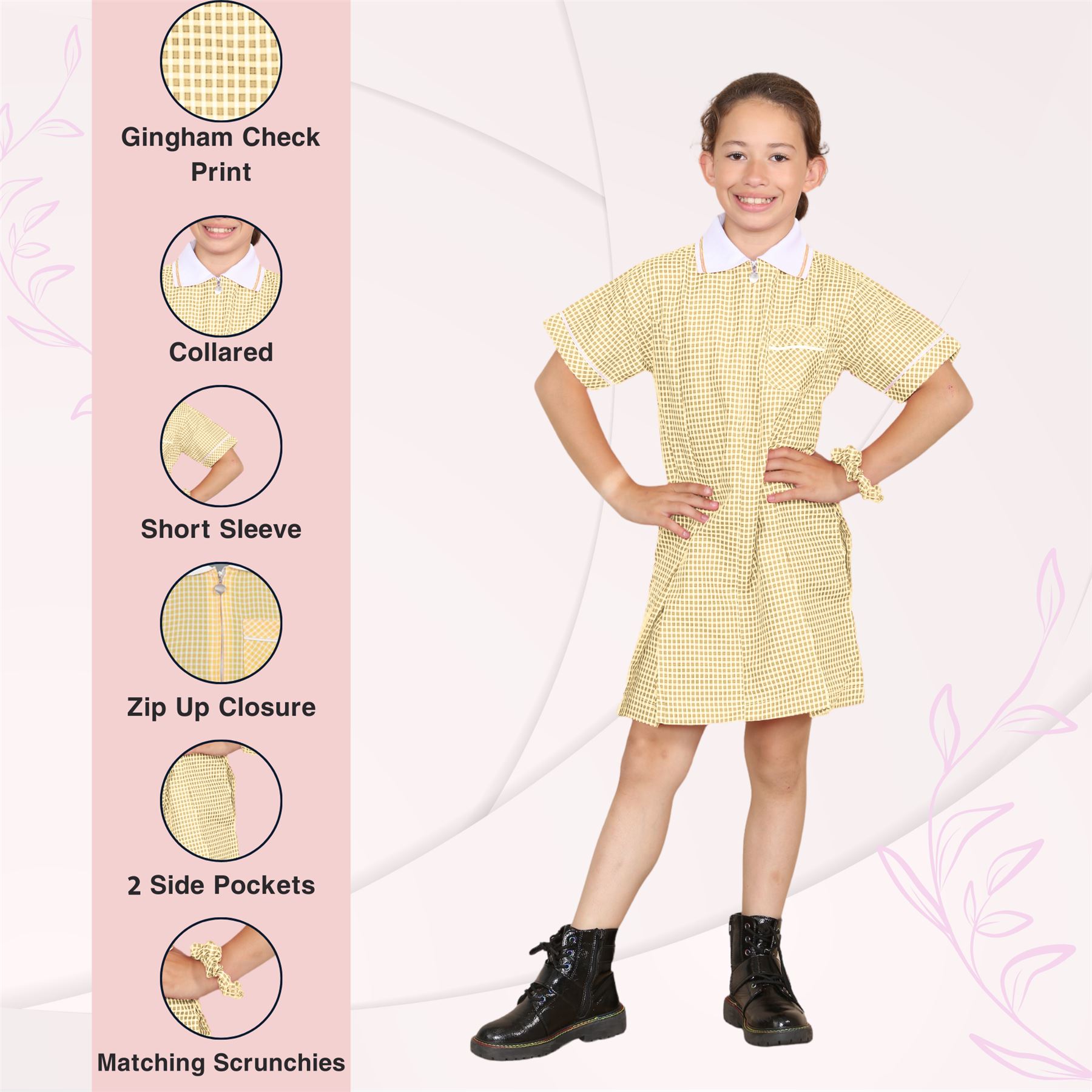 Mädchen Gingham Schule Kurzarm Plissee Kleid Schuluniform Sommer 2er Pack - Bild 47 von 49