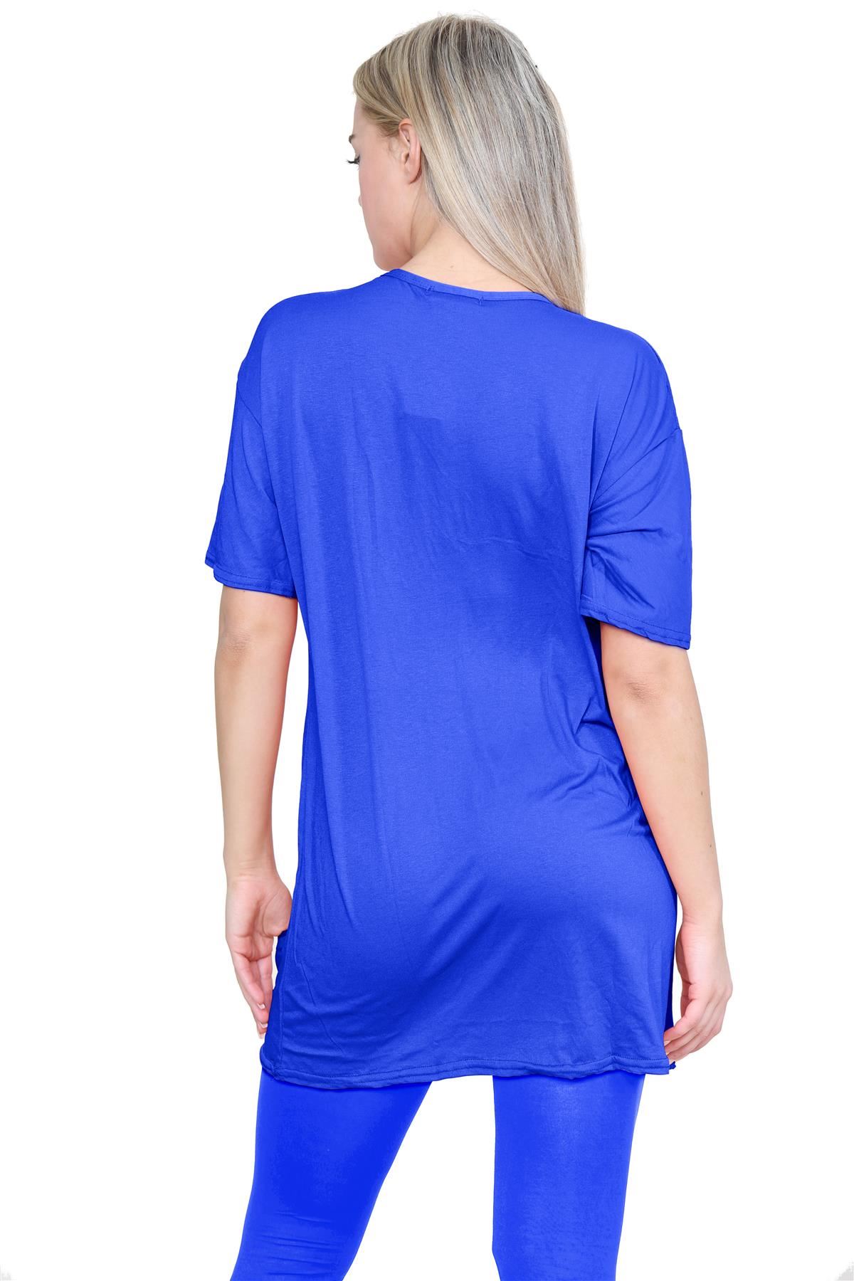 Damas Longline Suelto Camiseta Leggings Gimnasio Chándal Conjunto Coord 2 Piezas Ropa de Salón - Imagen 109 de 155