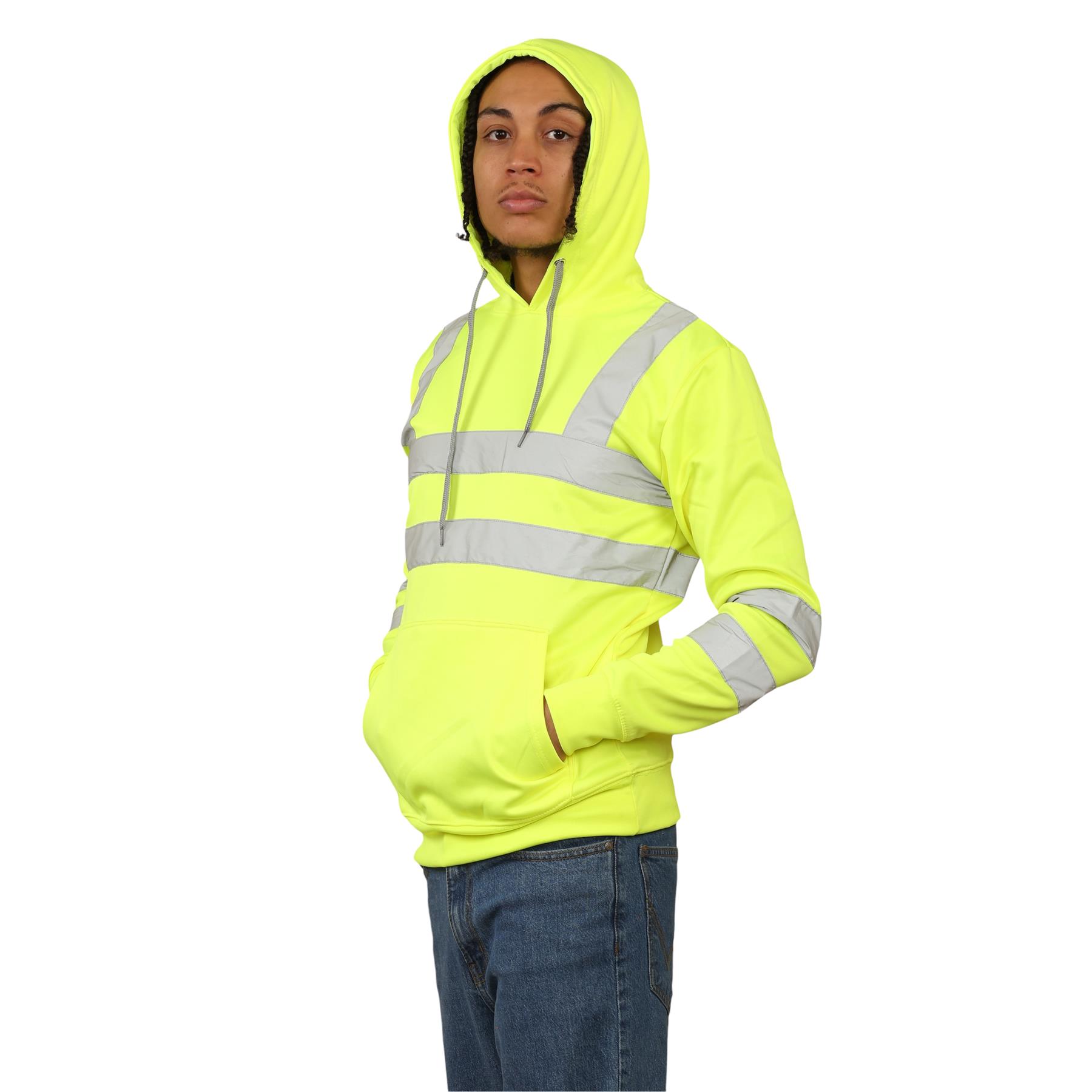 Sudadera con capucha para hombre Hi Vis alta visibilidad lana seguridad ropa de trabajo jersey con capucha saltador - Imagen 10 de 21