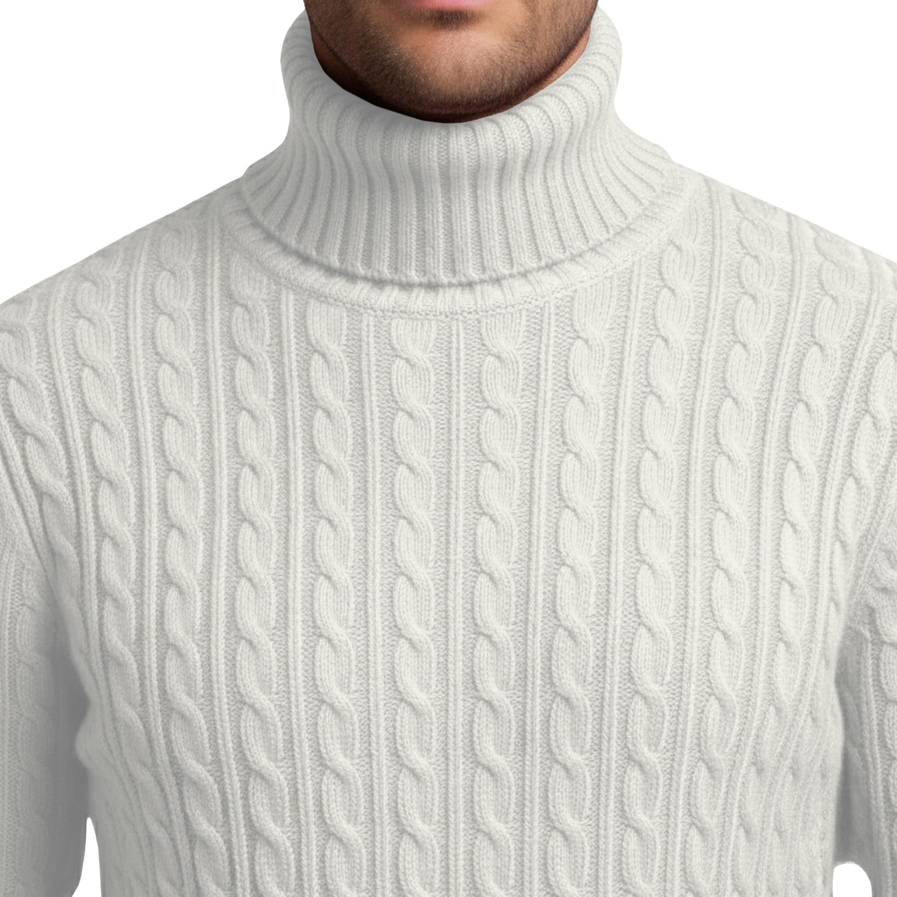 Herren Polo Rollkragen Langarm Pullover Zopfmuster Winterpullover Pulli - Bild 47 von 154