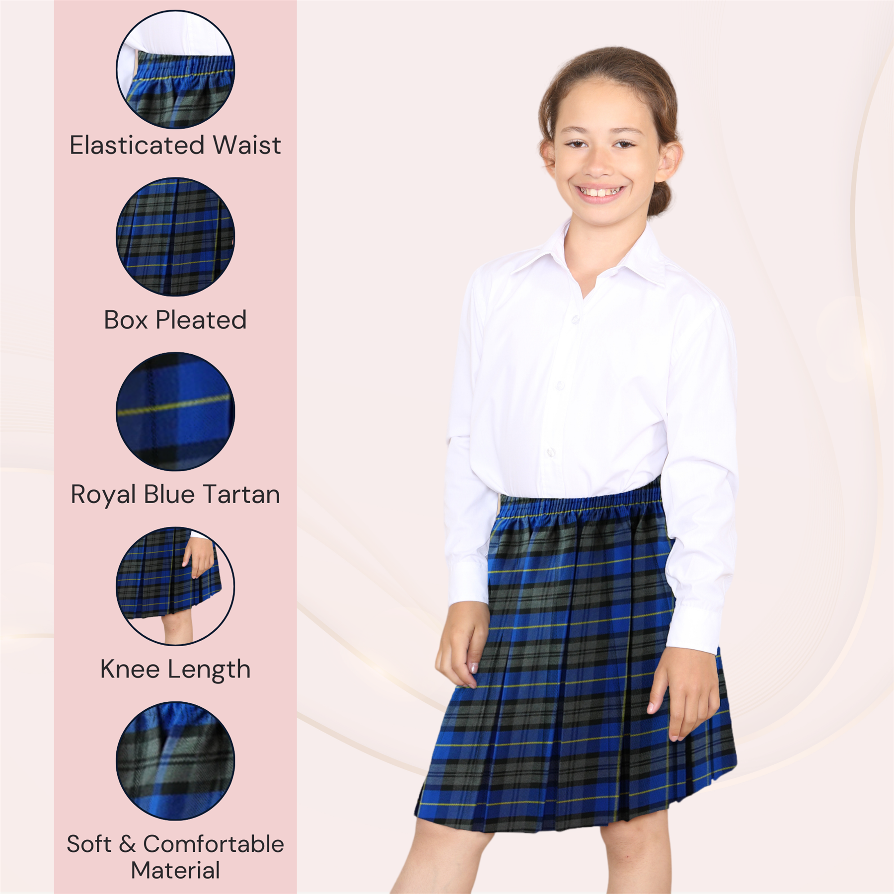 Mädchen Box Plissee Rock Schule Allround elastische Taille Uniform Kinder Röcke - Bild 80 von 92
