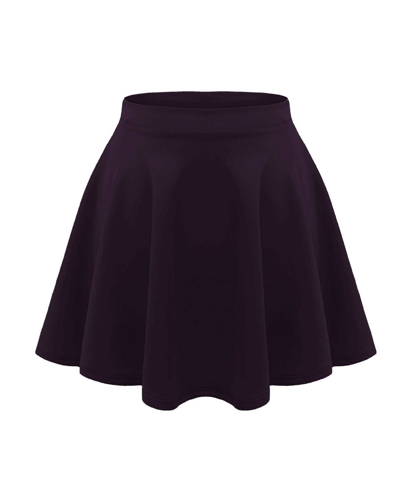 Girls Kids Plain Flared Skirt High Waistband Flippy Stretchy Short Skater Skirt - Picture 58 of 92