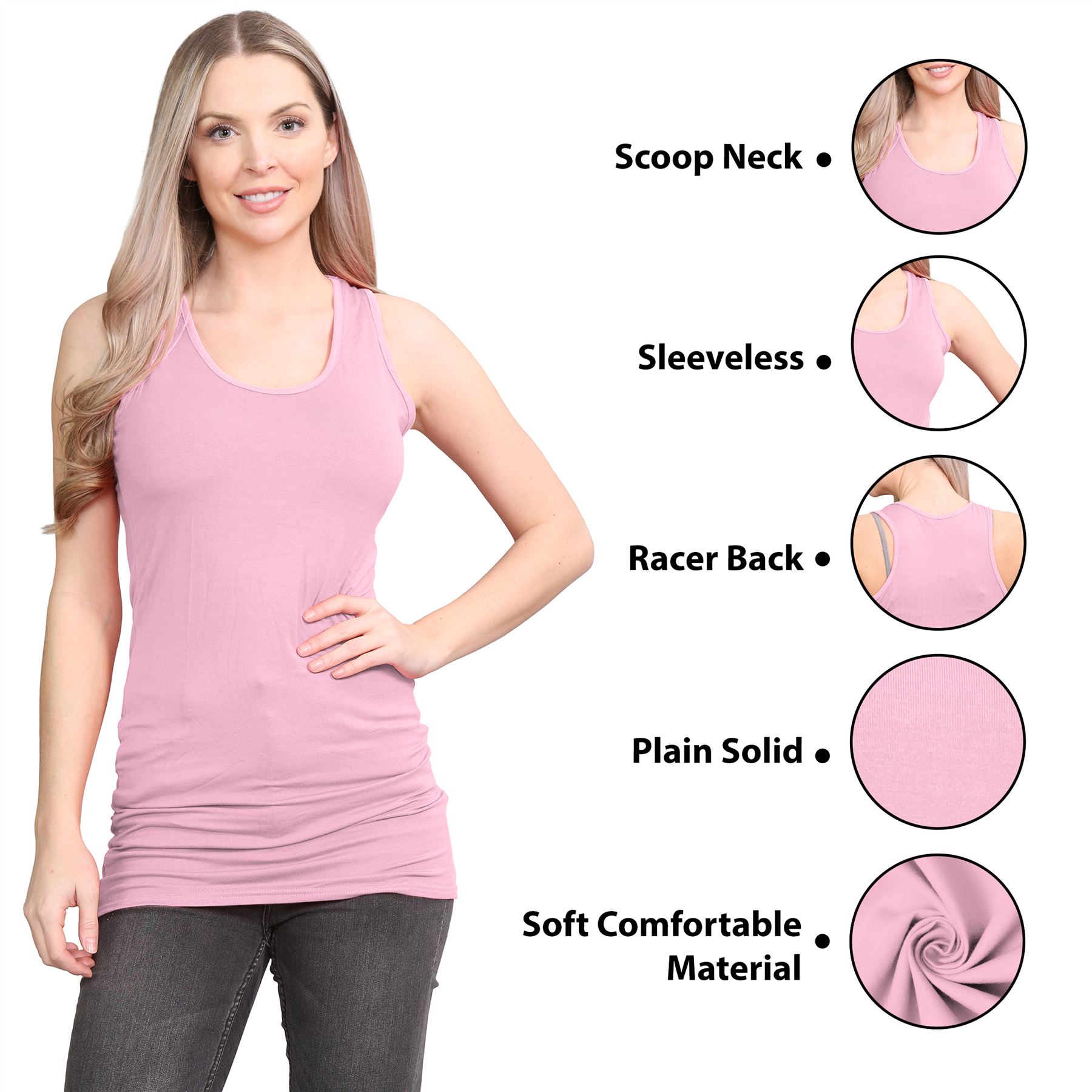 Damen Racerback Weste ärmellos figurbetont einfach dehnbar lang Muskel Gym Top - Bild 81 von 113