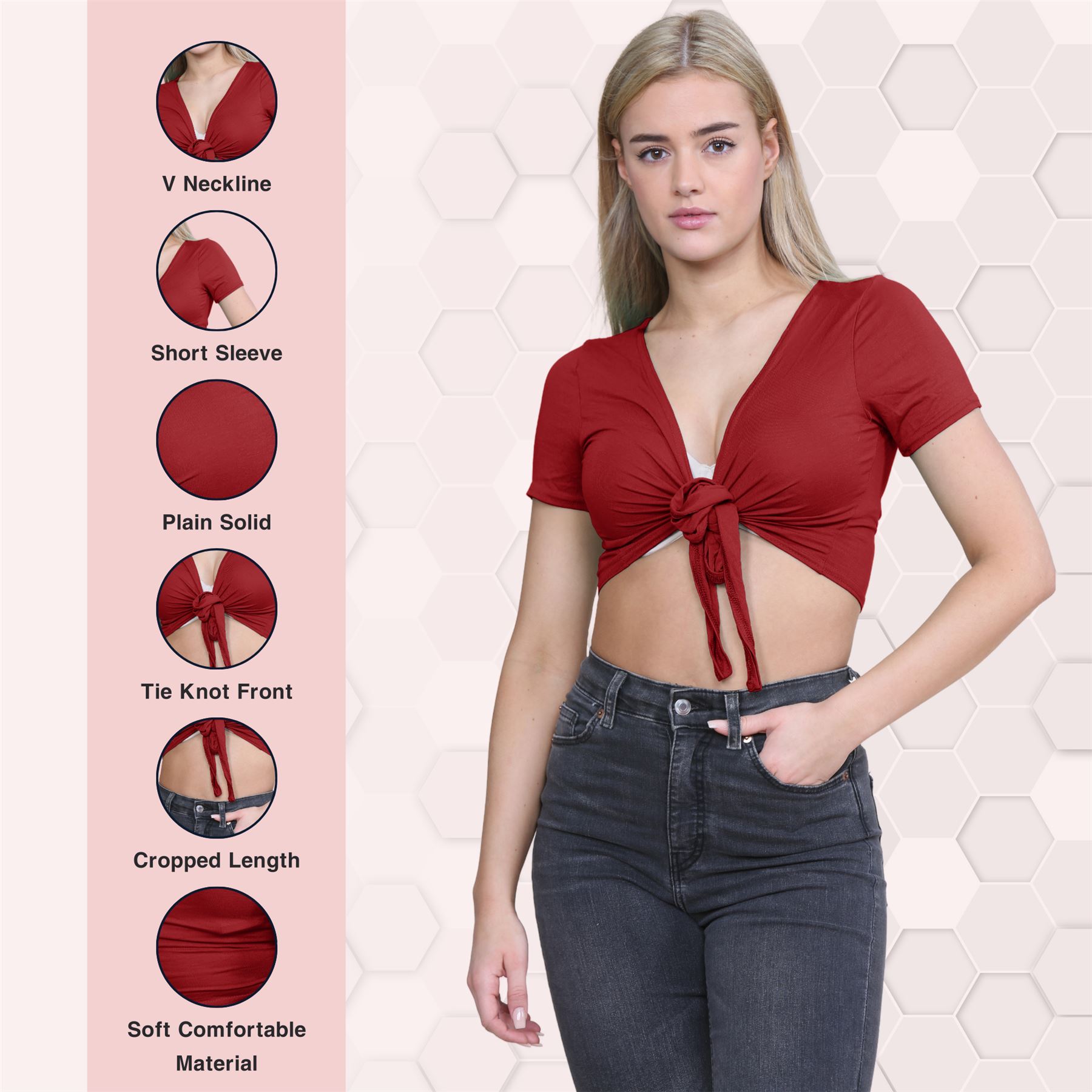 Damen-Cardigan Kurzarm vorne zum Binden einfach Bolero Achselzucken lässig bauchfrei Oberteil - Bild 125 von 133