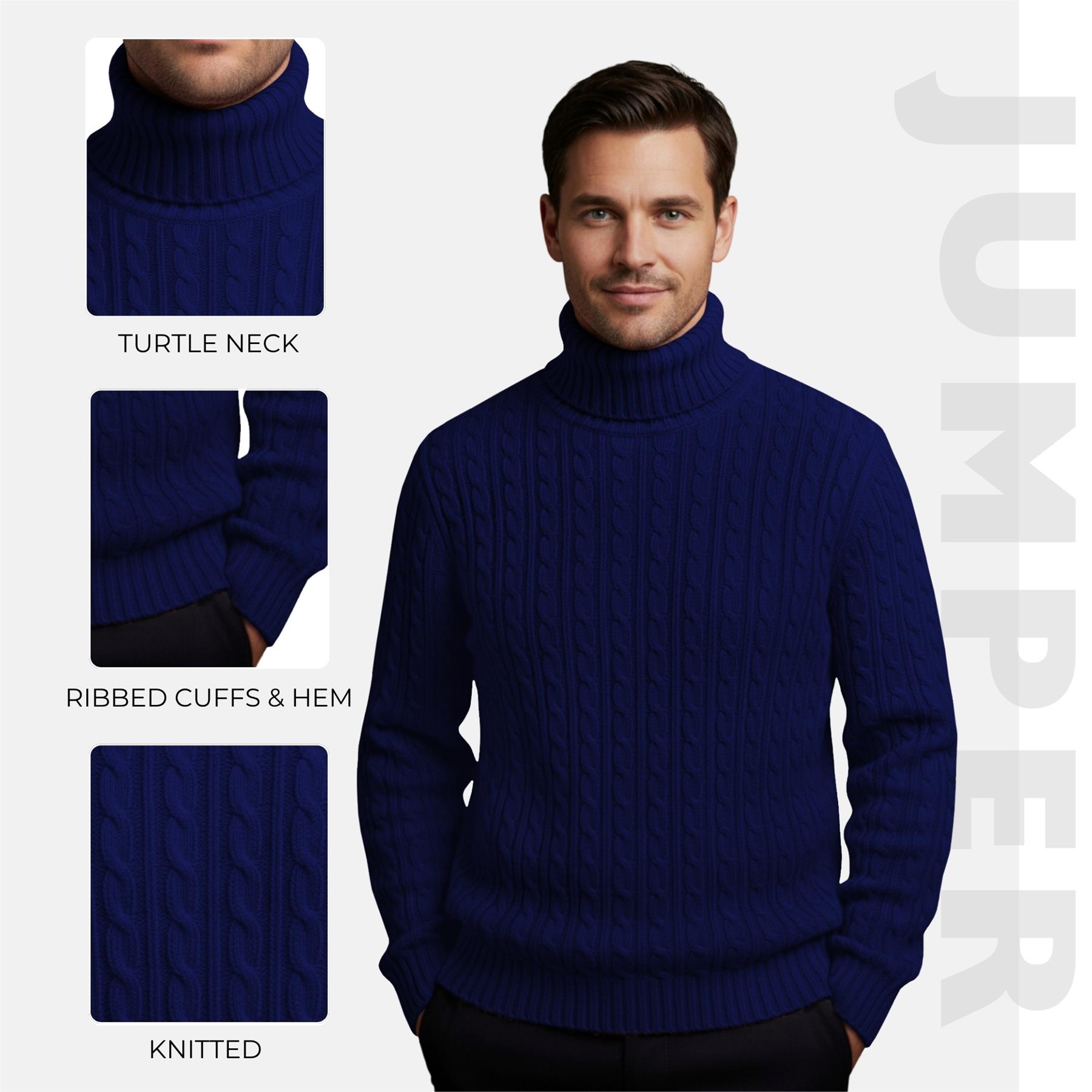 Herren Polo Rollkragen Langarm Pullover Zopfmuster Winterpullover Pulli - Bild 83 von 154