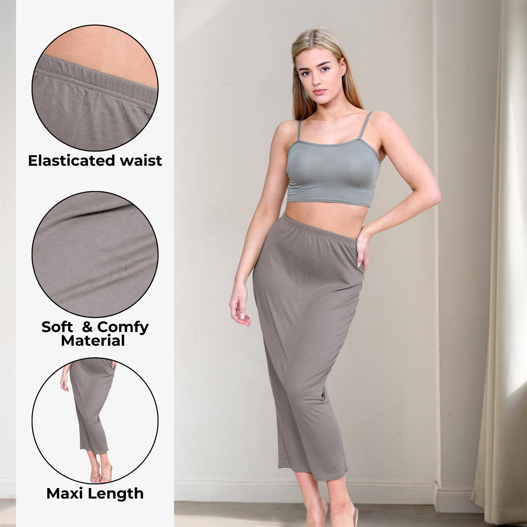 Womens Midaxi Skirt Plain Jersey Bodycon Tube Pencil Summer Long Maxi Midi Skirt - Picture 55 of 146