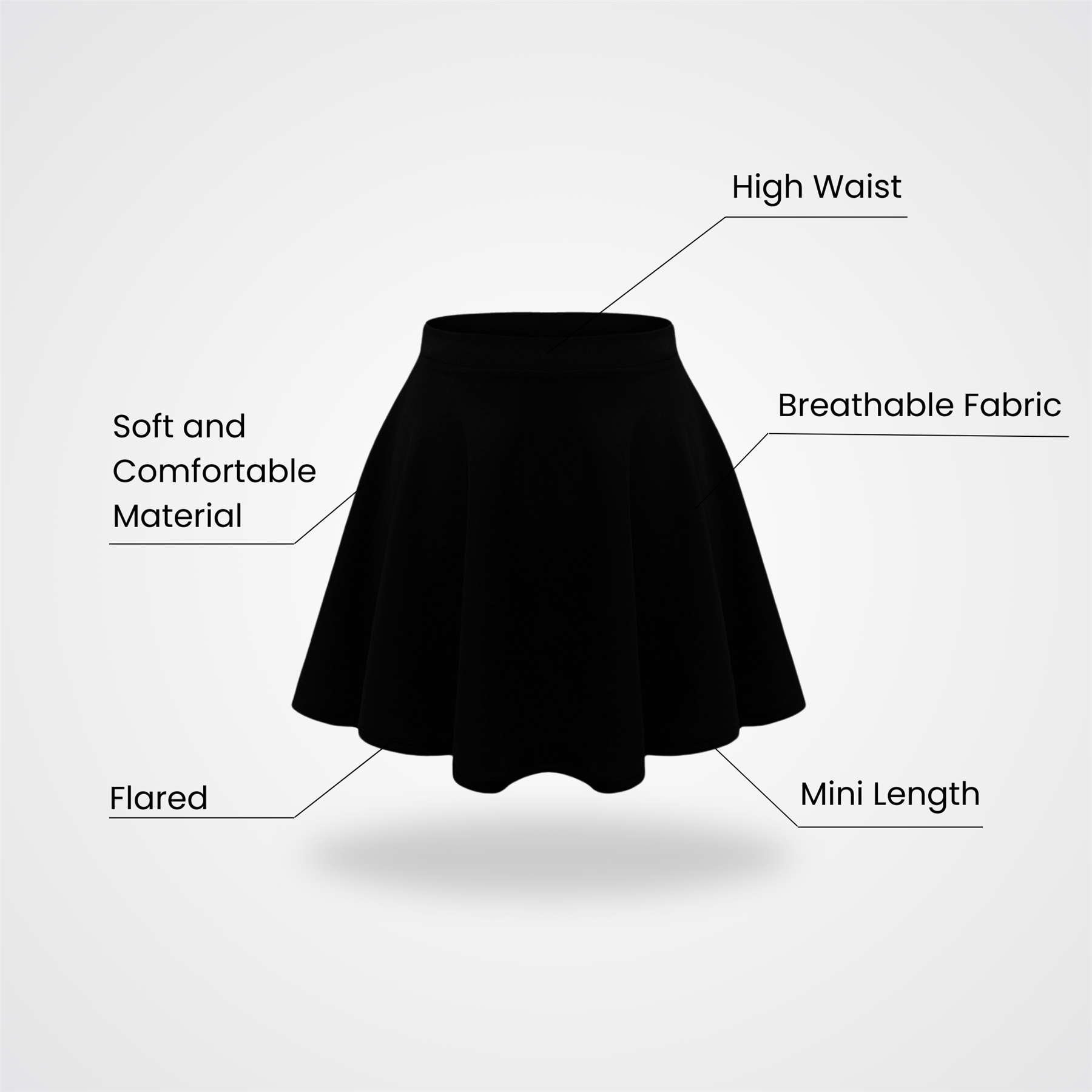 Girls Kids Plain Flared Skirt High Waistband Flippy Stretchy Short Skater Skirt - Picture 10 of 92