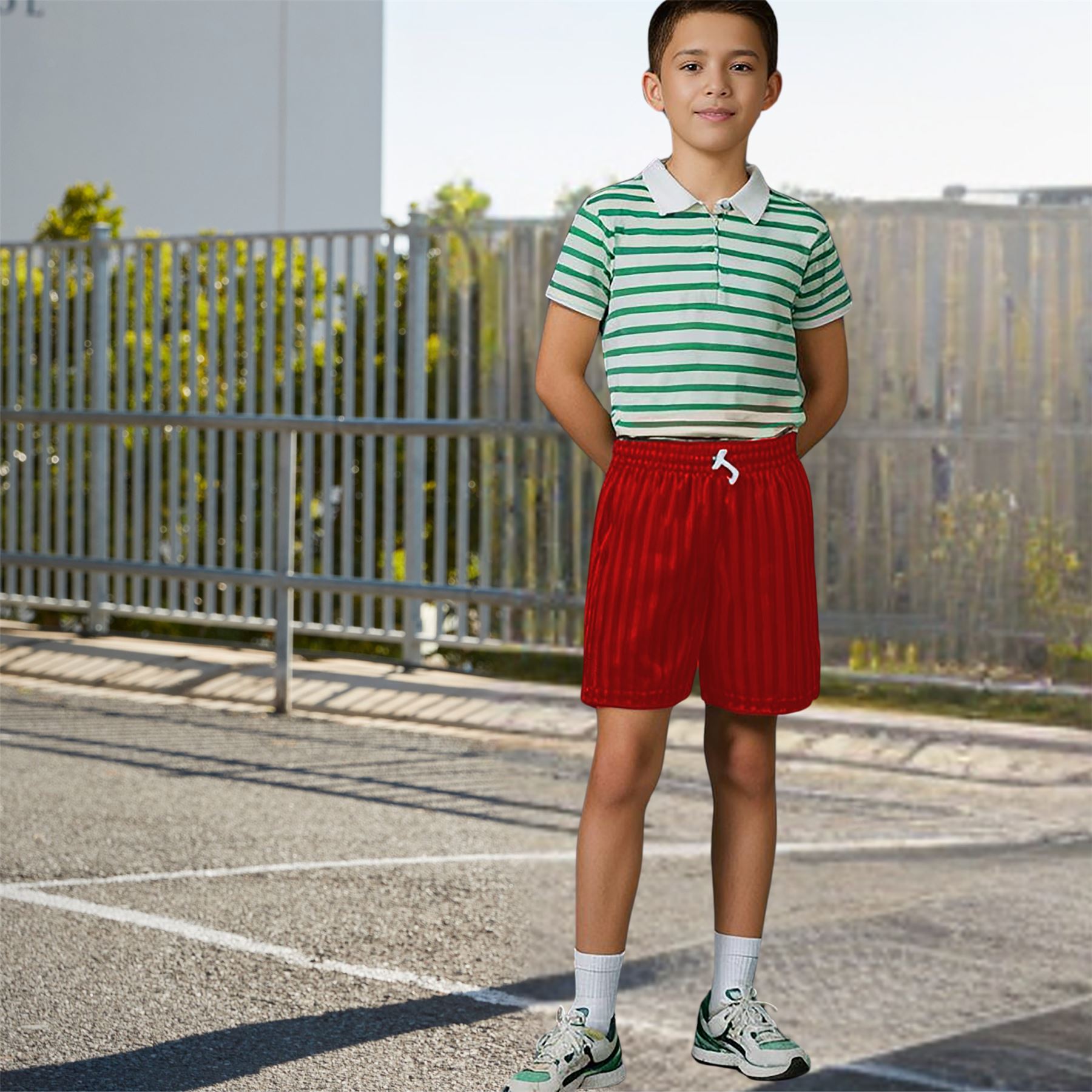 Kinder PE Schulshorts Jungen Kinder Schattenstreifen Unisex Sport Fußball kurze Hose - Bild 25 von 42