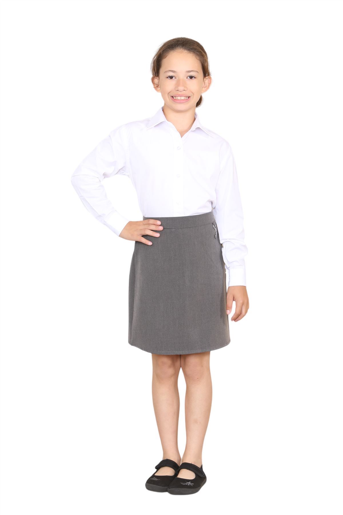 Girls Lycra School Skirt Heart Attachment Front Pocket Elasticated Back Uniform - Picture 16 of 29