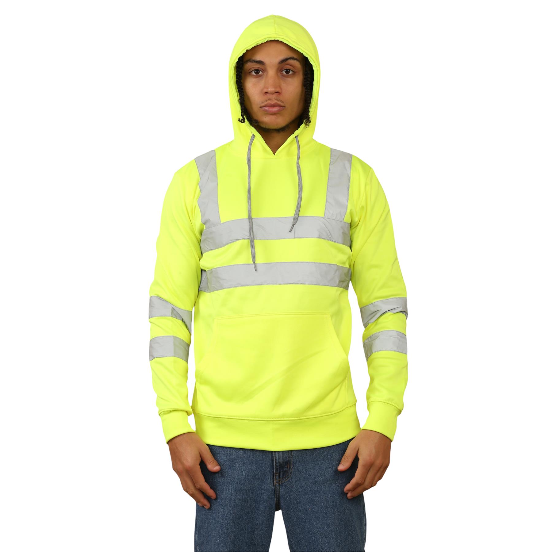Sudadera con capucha para hombre Hi Vis alta visibilidad lana seguridad ropa de trabajo jersey con capucha saltador - Imagen 12 de 21