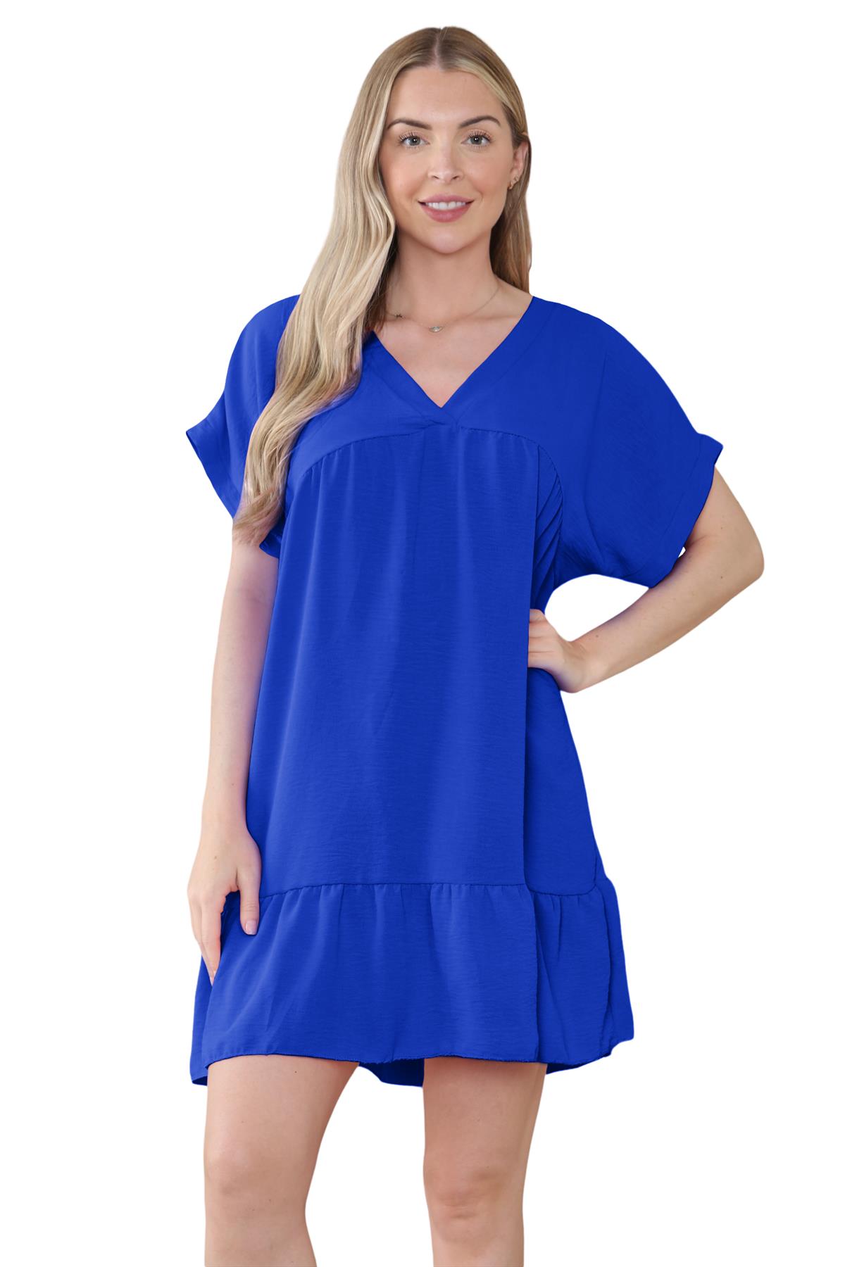 Mini top plisado liso italiano con cuello en V para mujer playa columpio - Imagen 35 de 54