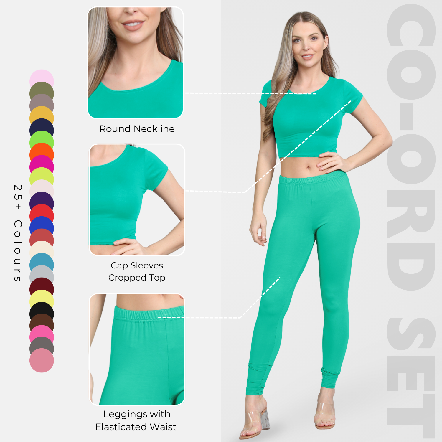 Damen Trainingsanzug Kurzarm Crop Top Sport Legging Workout Aktiv Lounge Set - Bild 55 von 148