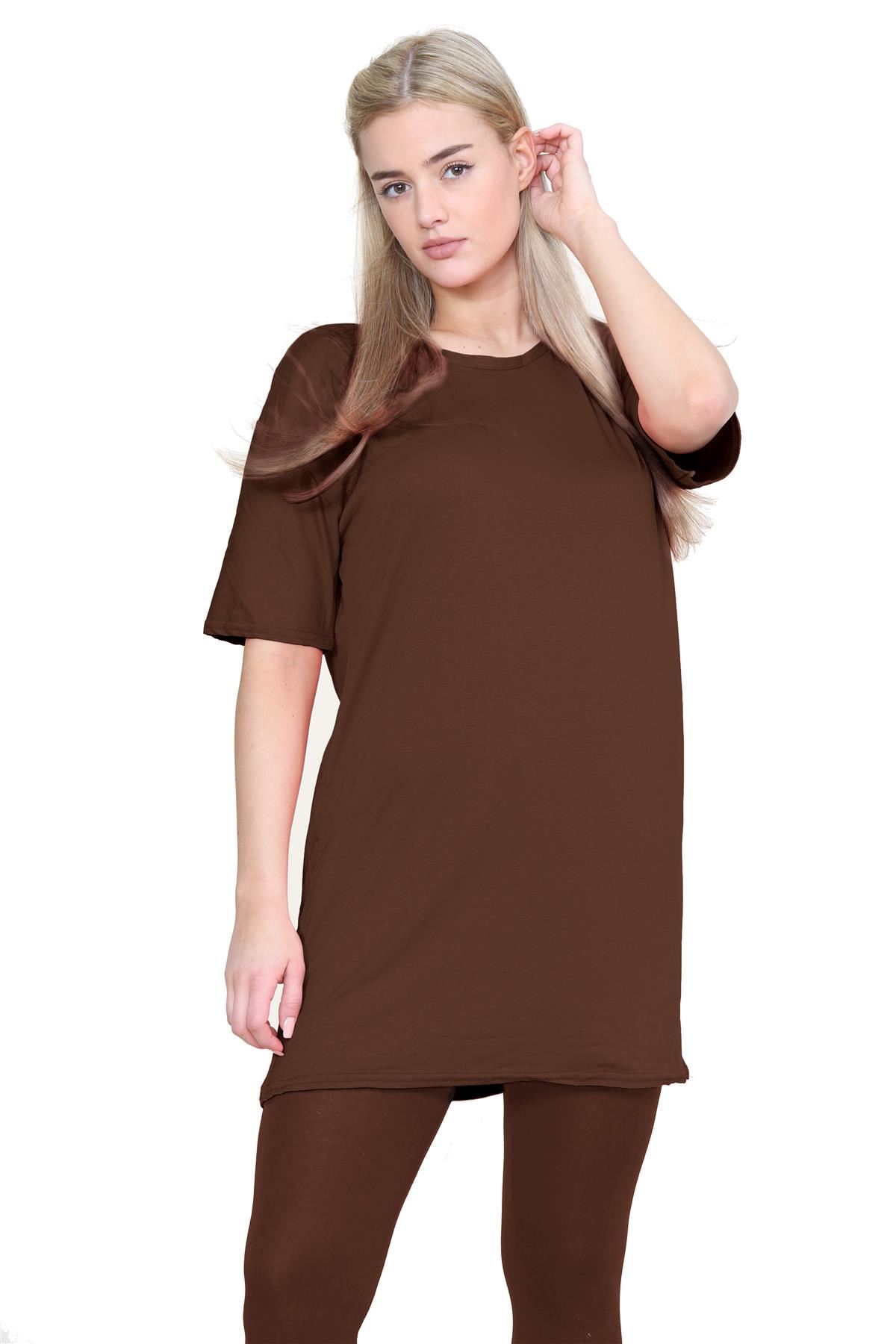 Damas Longline Suelto Camiseta Leggings Gimnasio Chándal Conjunto Coord 2 Piezas Ropa de Salón - Imagen 17 de 155