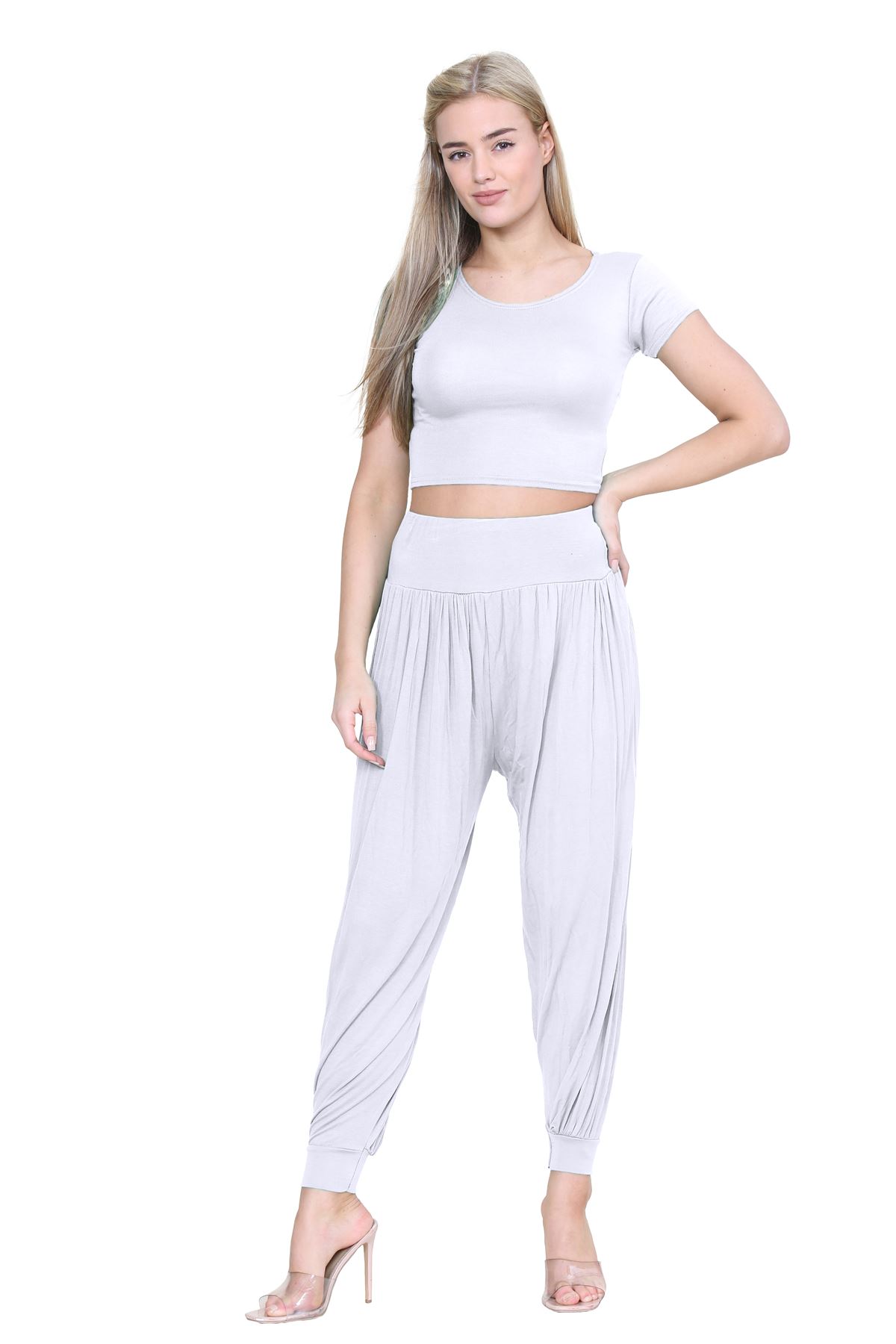 Womens Alibaba Harem Leggings Cuffed Bottoms Plain Hareem Trousers Baggy Pants - Picture 117 of 130