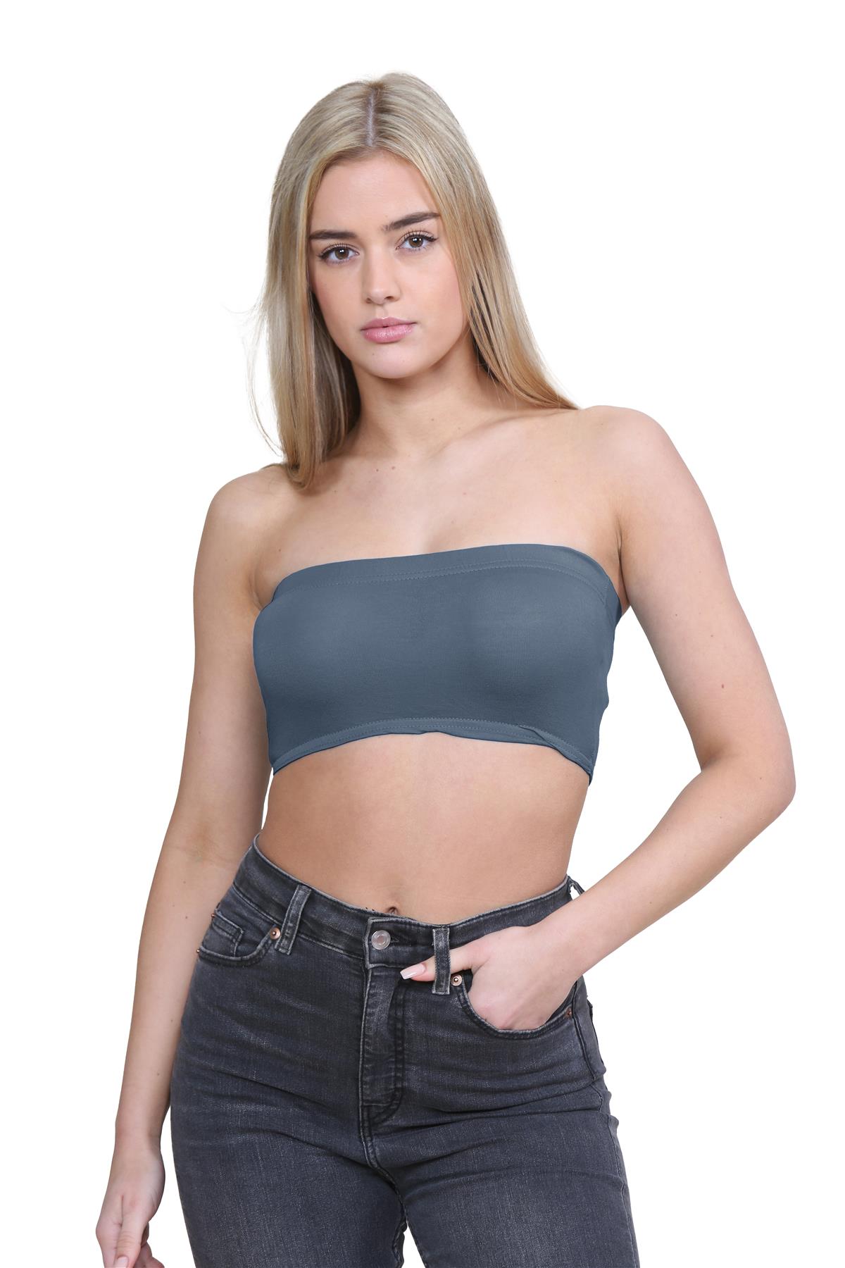 Sujetador Sin tirantes para mujer Prenda para el torso recortada Boob Liso Tubo Bandeau Verano Elastizado Chaleco Prenda para el torso - Imagen 26 de 36