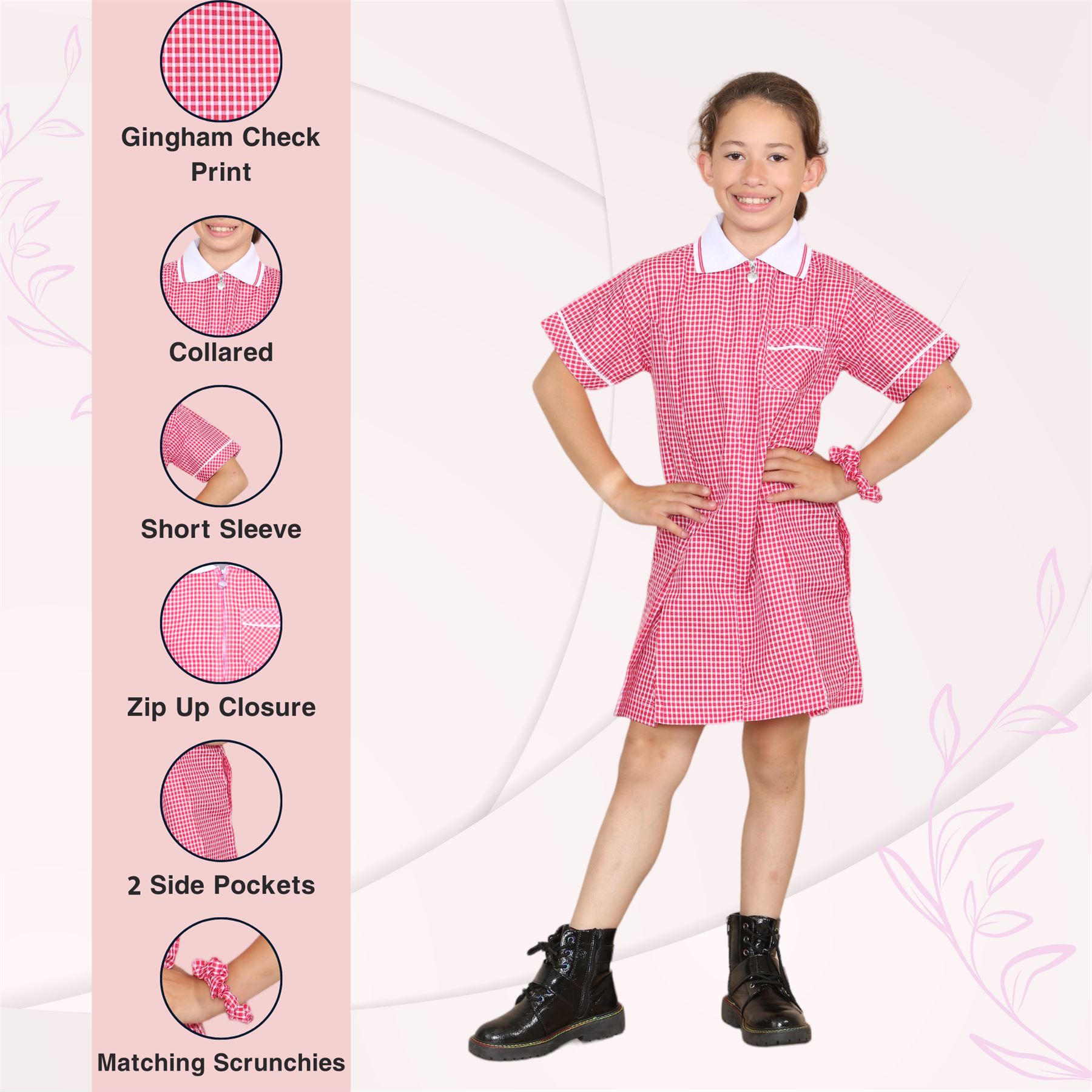 Mädchen Gingham Schule Kurzarm Plissee Kleid Schuluniform Sommer 2er Pack - Bild 34 von 49