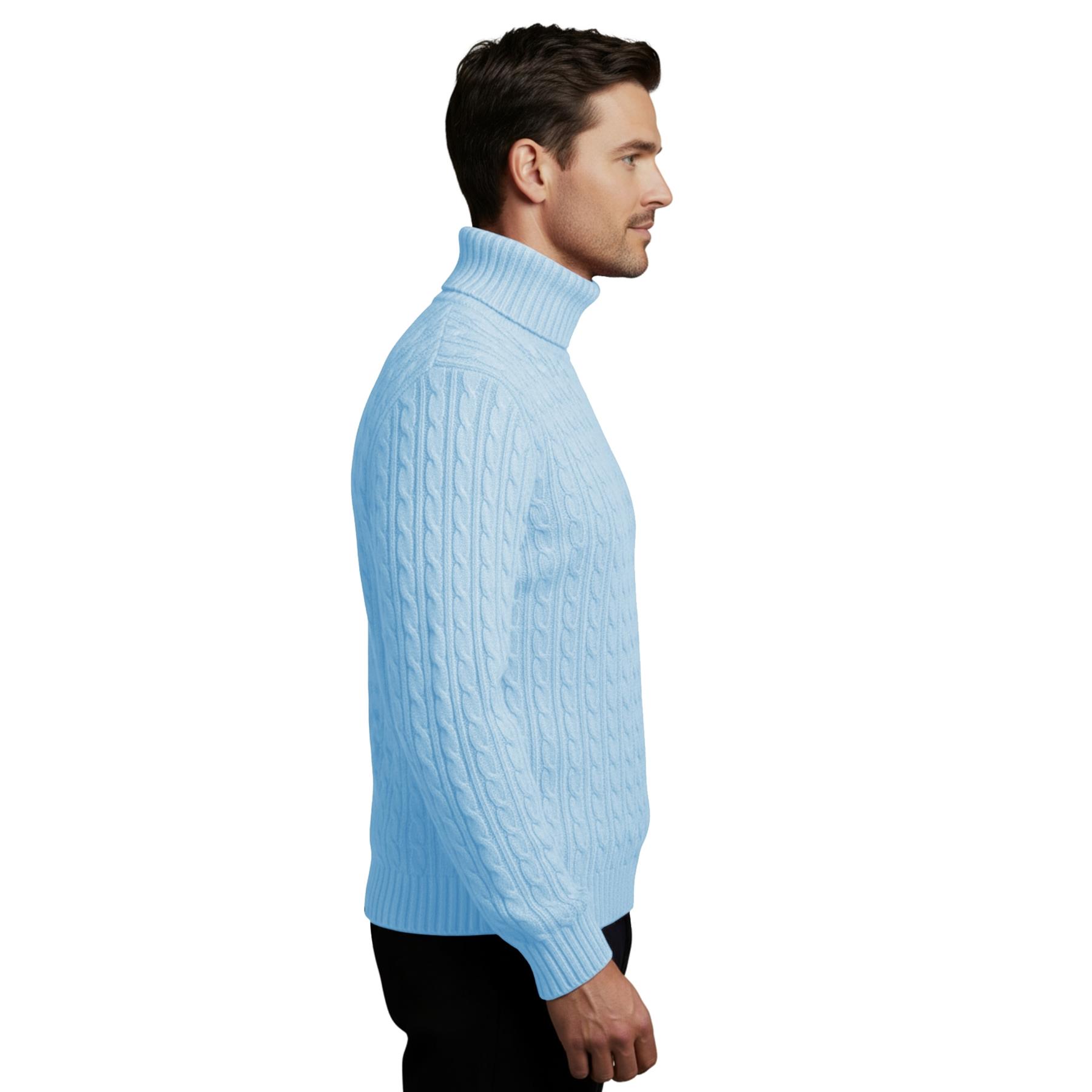 Herren Polo Rollkragen Langarm Pullover Zopfmuster Winterpullover Pulli - Bild 114 von 154