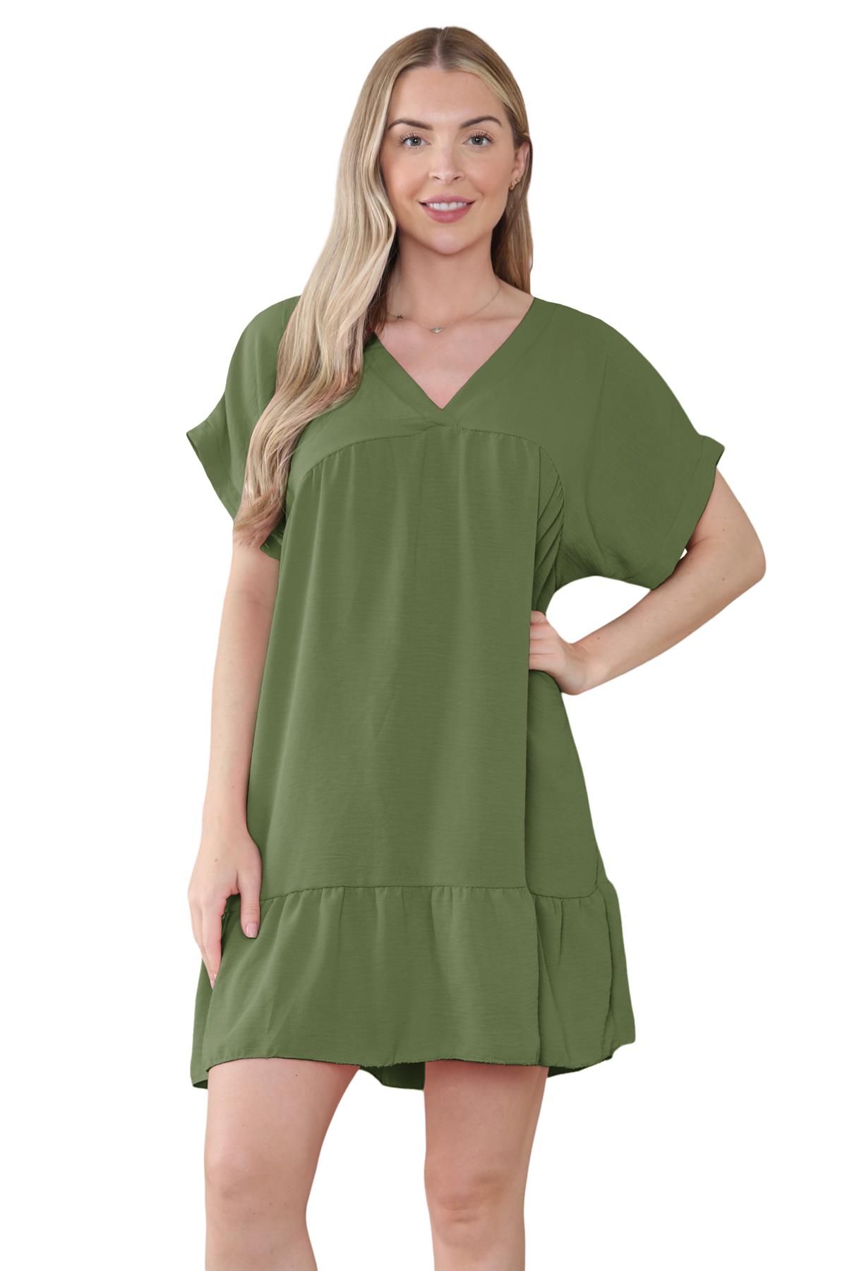 Mini top plisado liso italiano con cuello en V para mujer playa columpio - Imagen 23 de 54