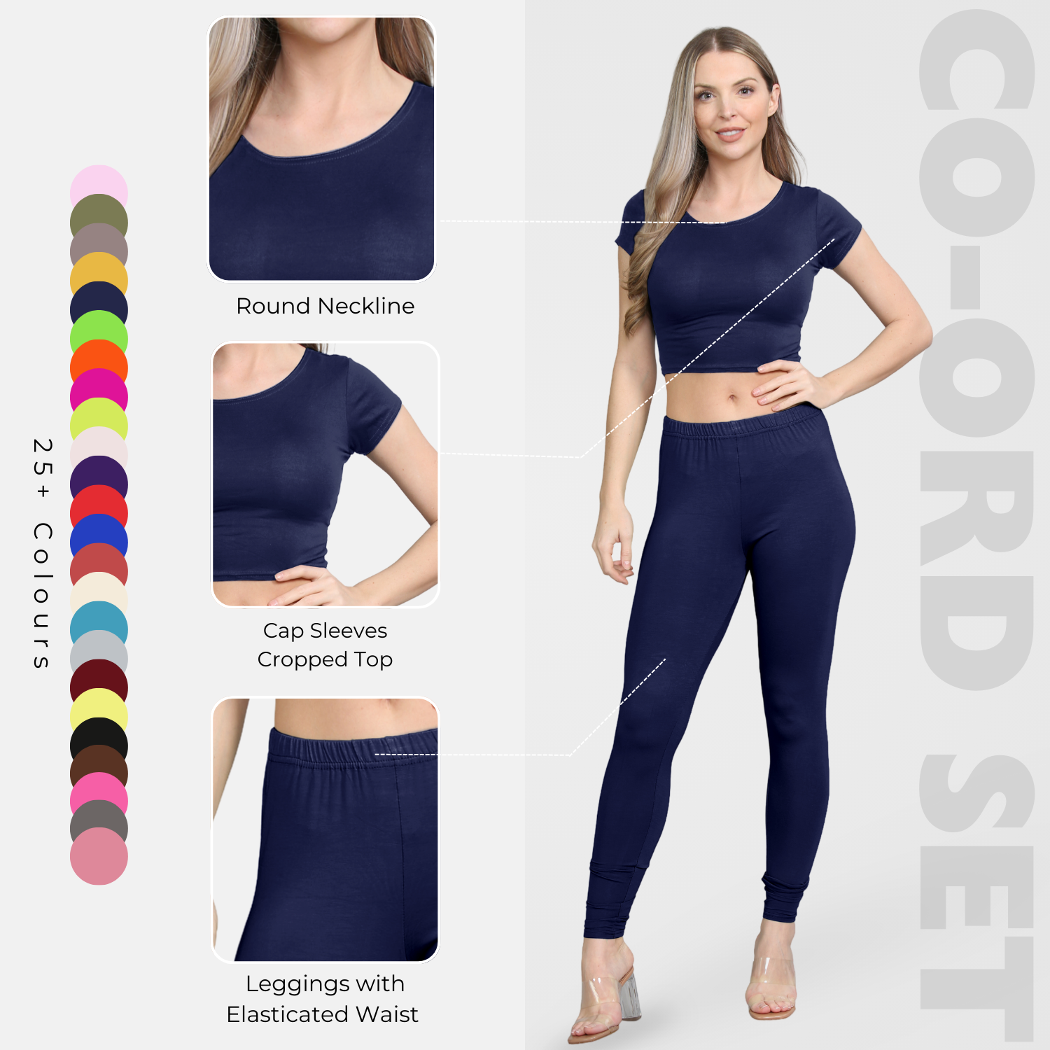 Damen Trainingsanzug Kurzarm Crop Top Sport Legging Workout Aktiv Lounge Set - Bild 83 von 148