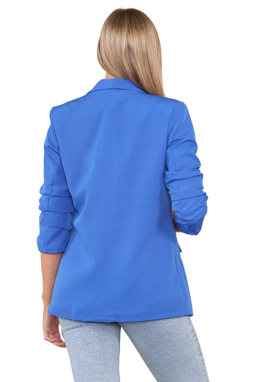 Blazer de manga acanalada para damas totalmente forrado cuello liso informal chaqueta de oficina top - Imagen 66 de 97