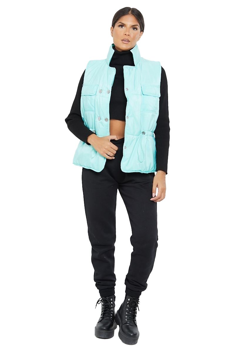 Chaleco para mujer Bodywarmer acolchado acolchado acolchado chaqueta botón chaleco abrigo acolchado cálido - Imagen 4 de 22